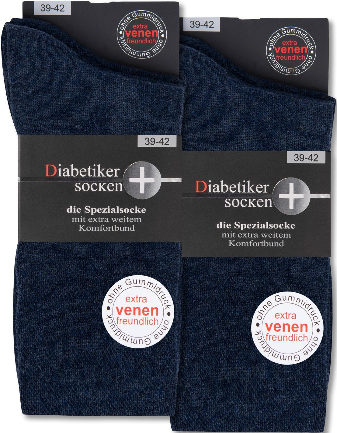 sockenkauf24 Diabetikersocken 6 Paar Damen & Herren Socken mit Komfortbund (Jeans, 39-42) ohne Gummi & ohne Naht 97% Baumwolle - 26808 WP