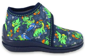 Beck Kleinkind Hausschuh Skate Dino Hausschuh (atmungsaktiver, leichter Schuh, für die Kita und Zuhause) rutschfeste flexible Laufsohle, verstellbarer Klettverschluss