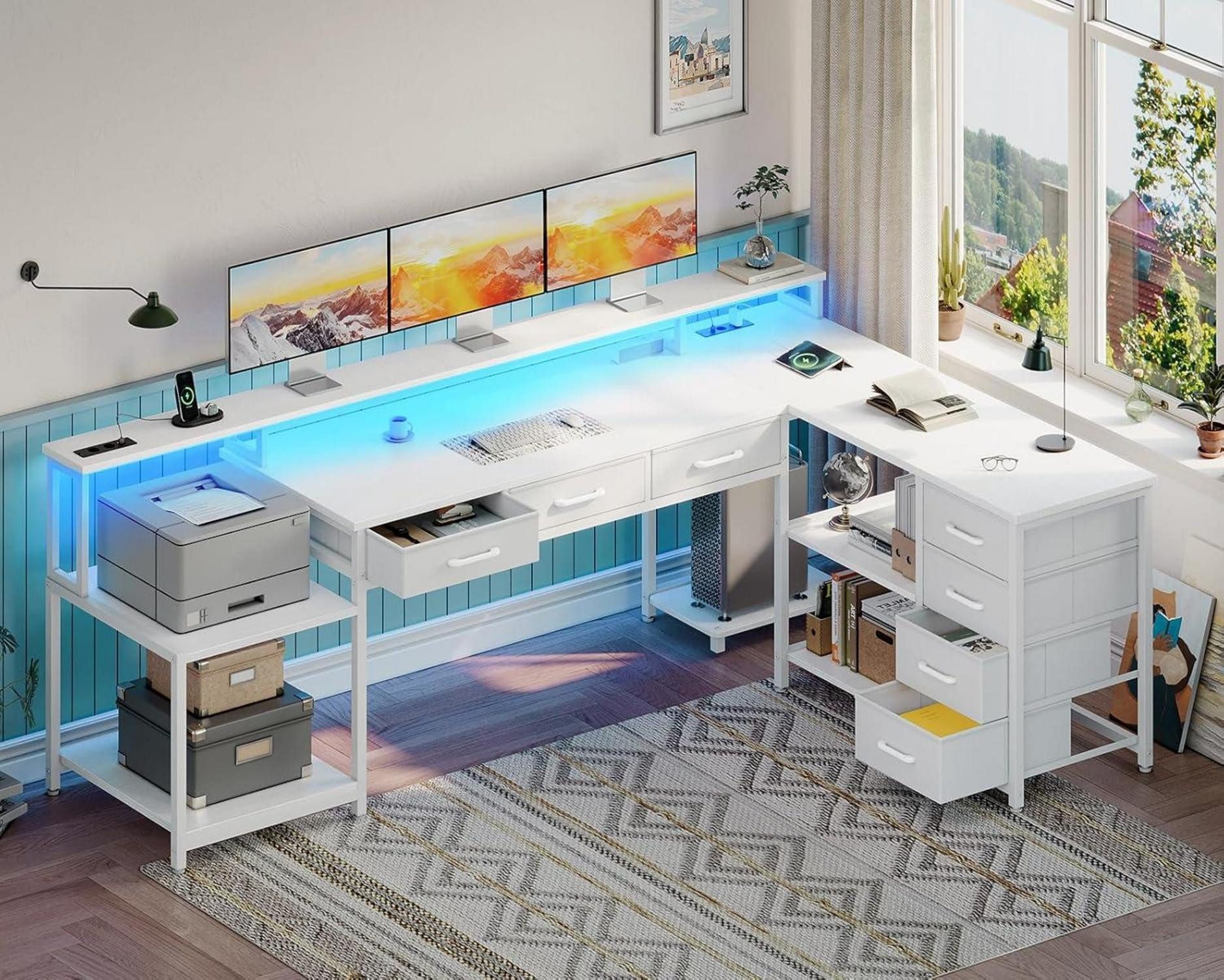 LuxusKollektion Eckschreibtisch Gaming Tisch 7 Schubladen günstig online kaufen