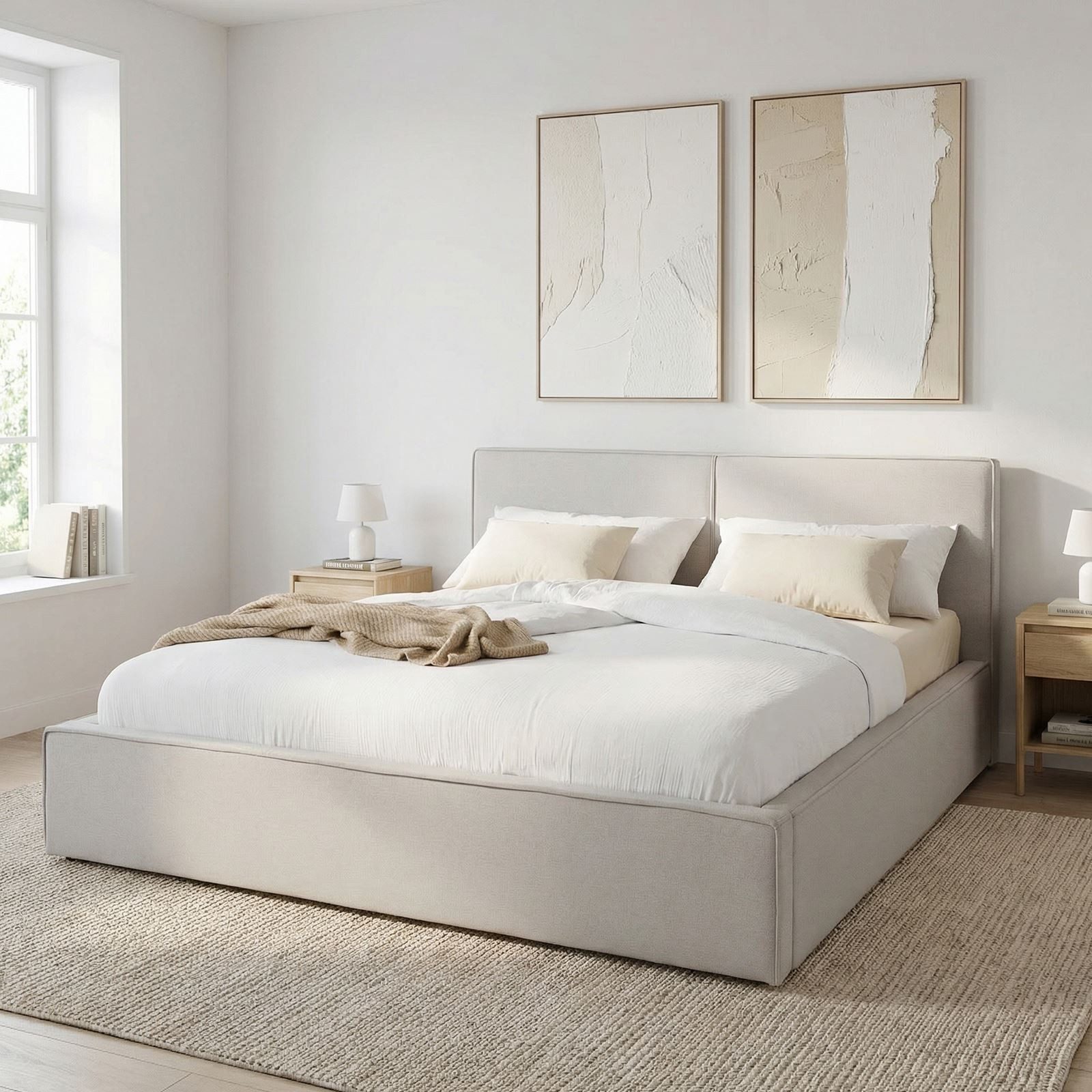 IDIMEX Polsterbett CALM, Doppelbett 180x200 cm in Leinenoptik inkl Lattenrost und Kopfteil grau