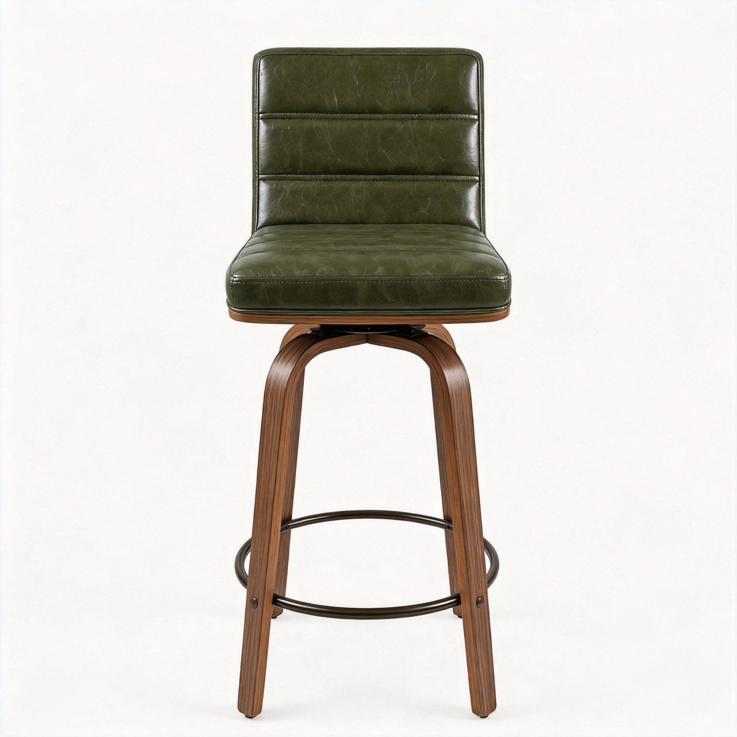 ANYSUN Barhocker 2er Set Barstühle mit Rückenlehne,360° Drehbare Hocker mit Fußstütze (Lederpolsterung & geschwungenen Holzbeinen 360° Drehstuhl, 2er Set), Barh – Bild 4 von 5
