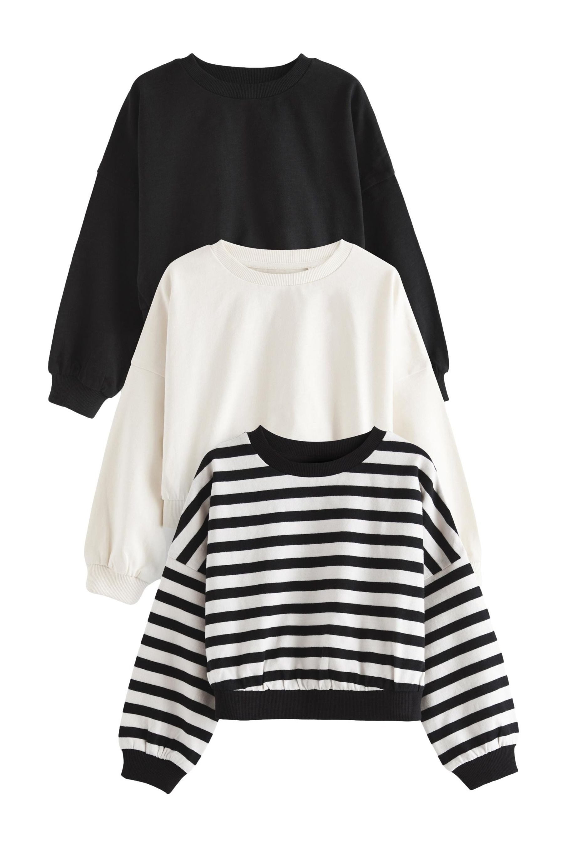 Next Sweatshirt Langärmelige, kastige Sweatshirts im 3er-Pack (3-tlg)