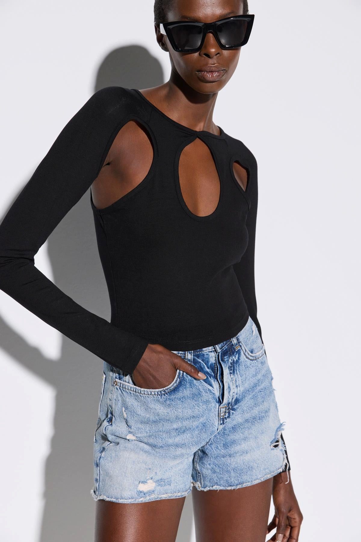 No Matter What Crop-Top Langärmelige Crop-Bluse