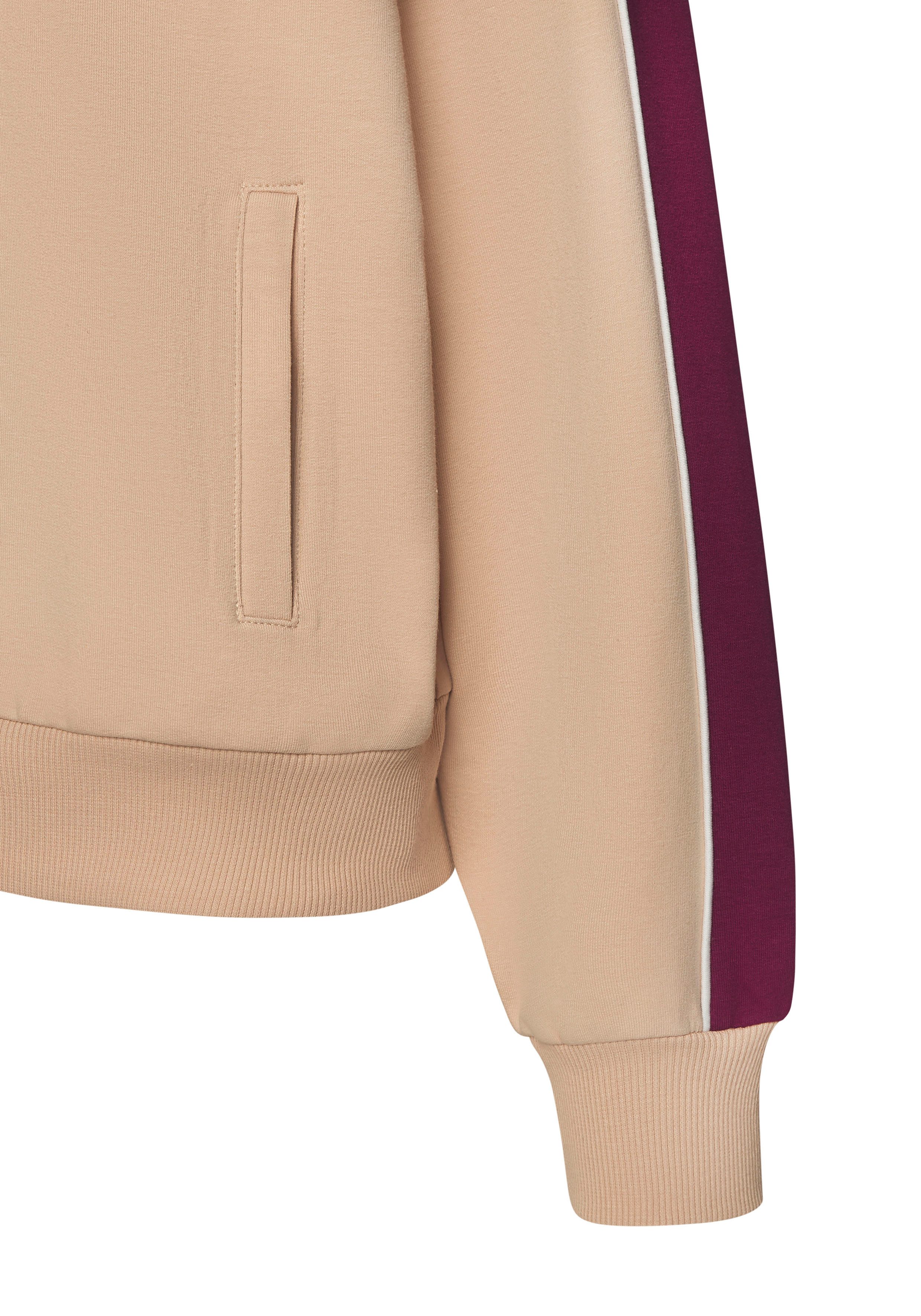 s.Oliver Sweatjacke mit Reißverschluss und Kontrast Einsätzen, Loungewear