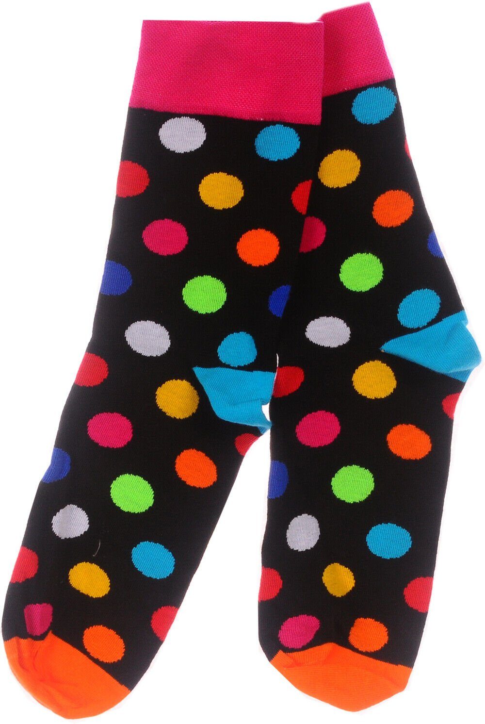 Martinex Socken 1 Paar Socken lustige Strümpfe Damen Herren Kinder mit Tupfen elastisch, mit bunten Punkten, 35 36 37 38 39 40 41 42 43 44 45 46