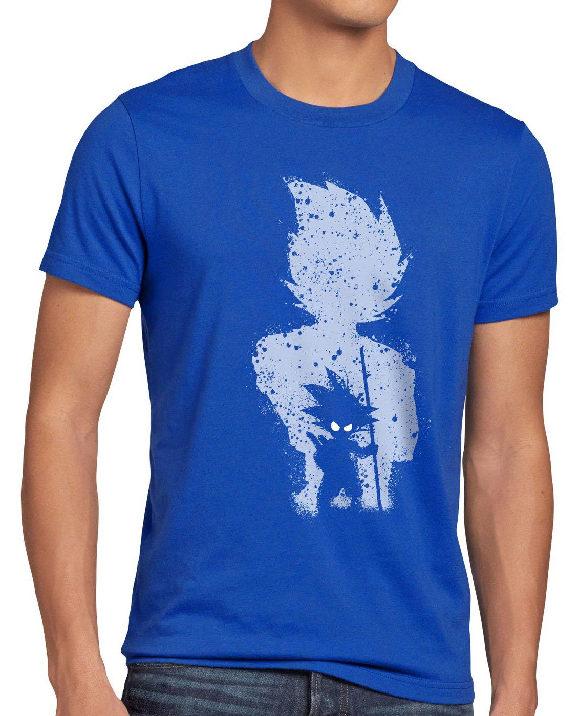 Print-Shirt roshi son Evolution blau style3 saiyajin balls dragon T-Shirt Herren anime Goku vegeta ball