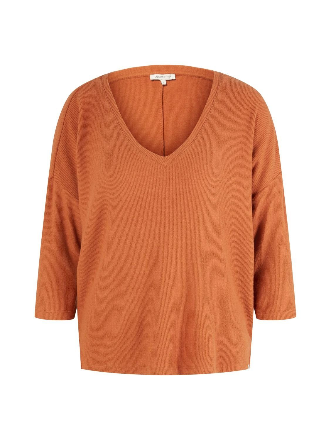 TOM TAILOR Denim Strickpullover LOOSE V-NECK mit 3/4 Arm