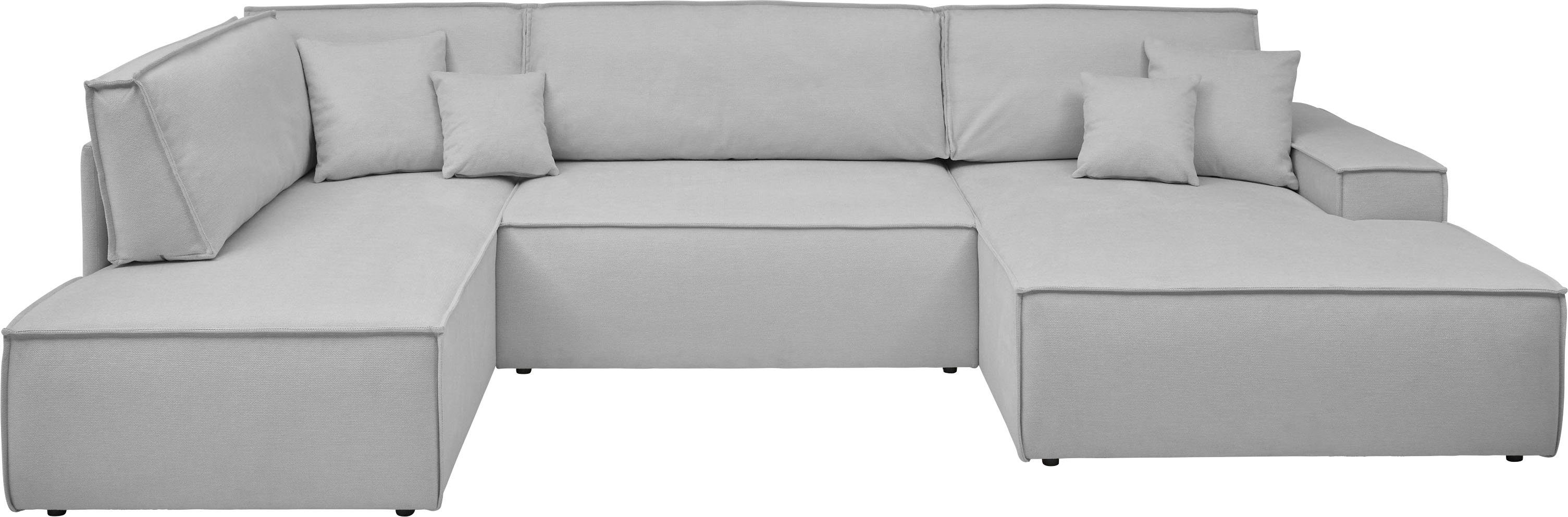 OTTO home Wohnlandschaft, Schlafsofa, Bettkasten, in Bouclé, Struktur fein und Mega Cord