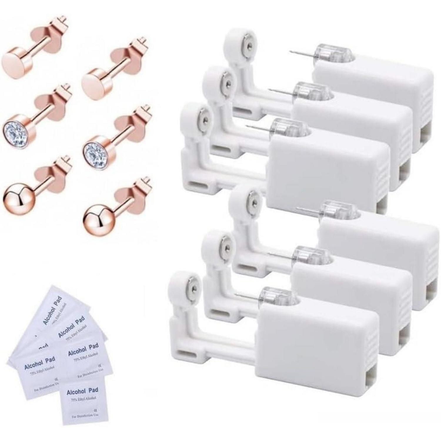 LuxusKollektion Piercing-Set Ohrlochstechpistole Einweg Steril Schmerzfrei Drei Formen Roségold