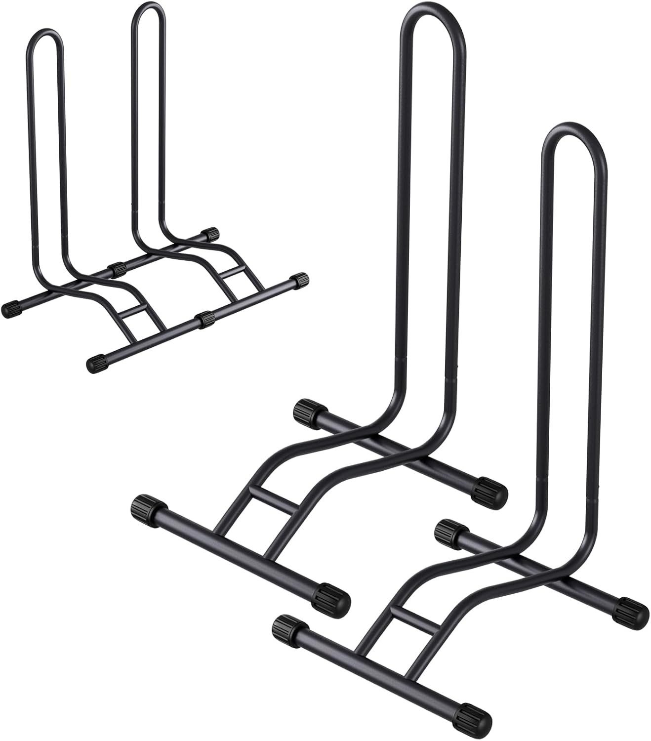 TLGREEN Fahrradständer Boden,Abnehmbar Bodenständer Fahrräder, (2-St., Reifenbreite bis 80 mm, Freistehend Fahrradhalter), Radständer für Mountainbike Rennrad MTB,Stabil,Schwarz