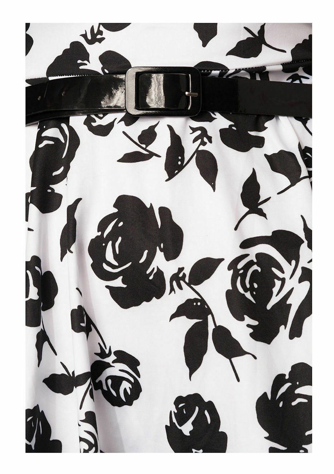 Sommerkleid Sommerkleid Minikleid Gürtel luftiges schwarz geblümt weiß Damen-Kleid