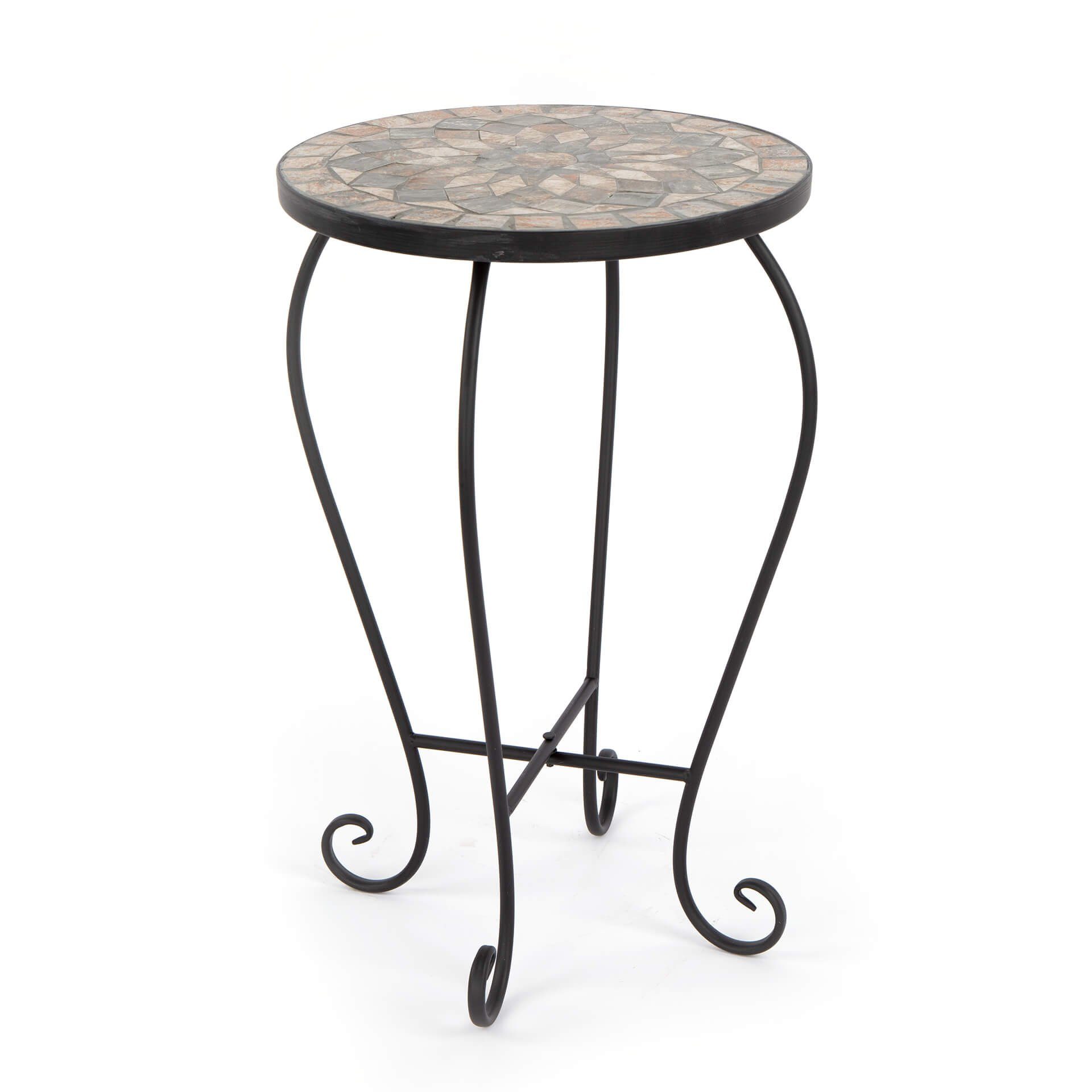 K&L Wall Art Blumenhocker Mosaik Gartentisch Metall Pflanzenhocker Stein Blumentreppe, Naturstein Mosaik Tischplatte – Bild 5 von 5