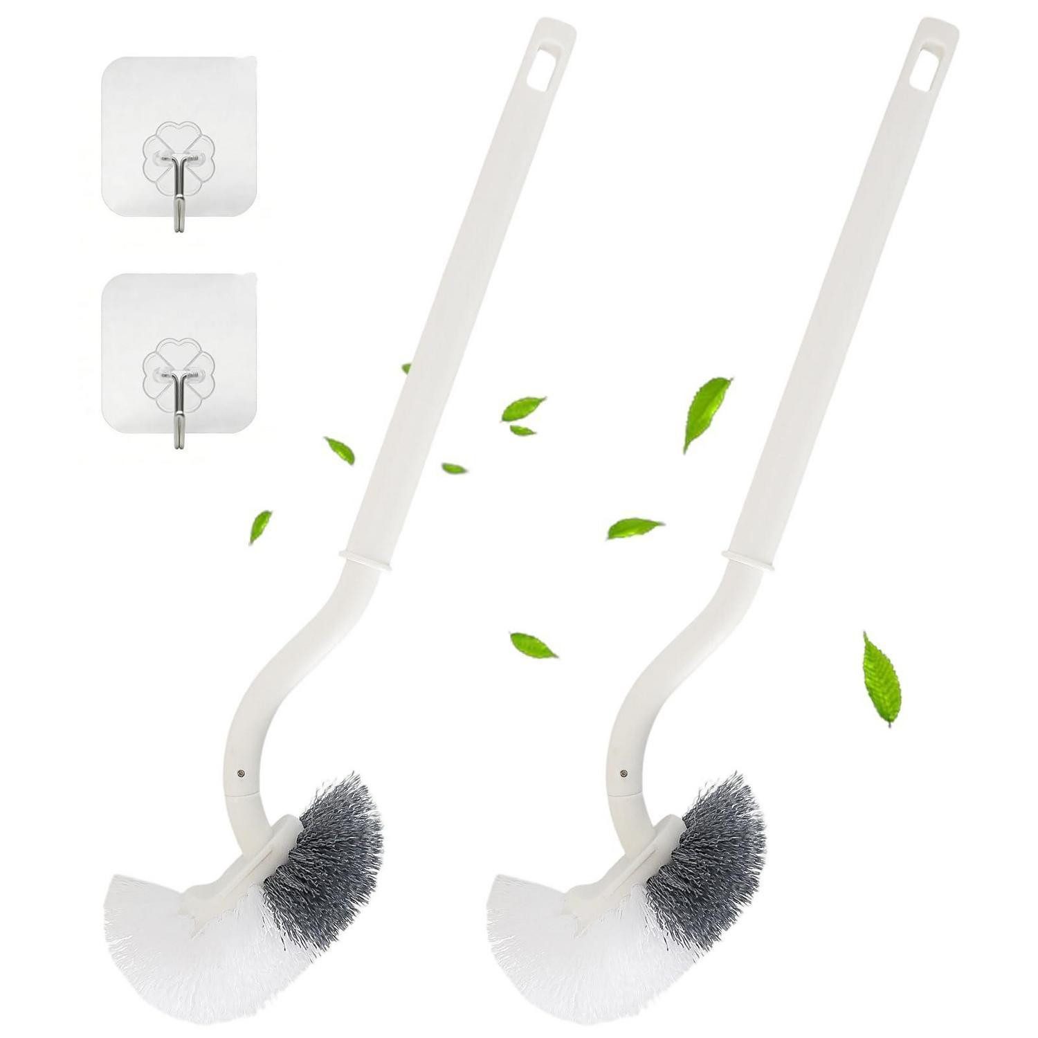 LuxusKollektion WC-Reinigungsbürste WC-Bürste 2 Stk. gebogen weiß-grau 40cm