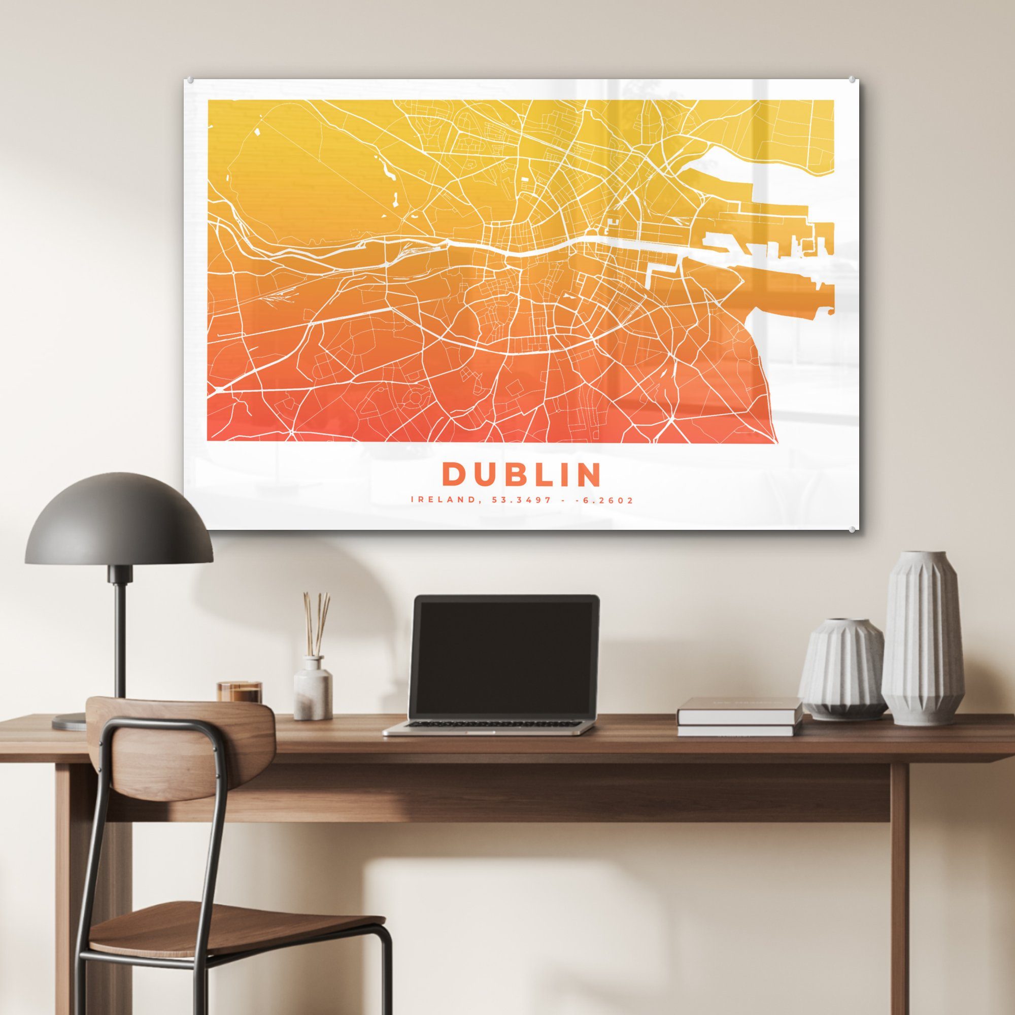 St), Irland (1 Dublin - Acrylglasbilder Wohnzimmer - Stadtplan, & Schlafzimmer Acrylglasbild MuchoWow