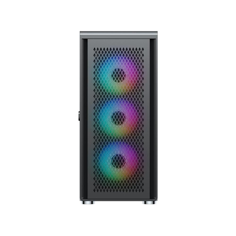 Silentware PC-Gehäuse Air 100 Black, (Computer Case, 1 St., Midi Tower), Glas-Seitenfenster, 4x 120mm A-RGB Lüfter, GPU 383mm, ATX, Schwarz