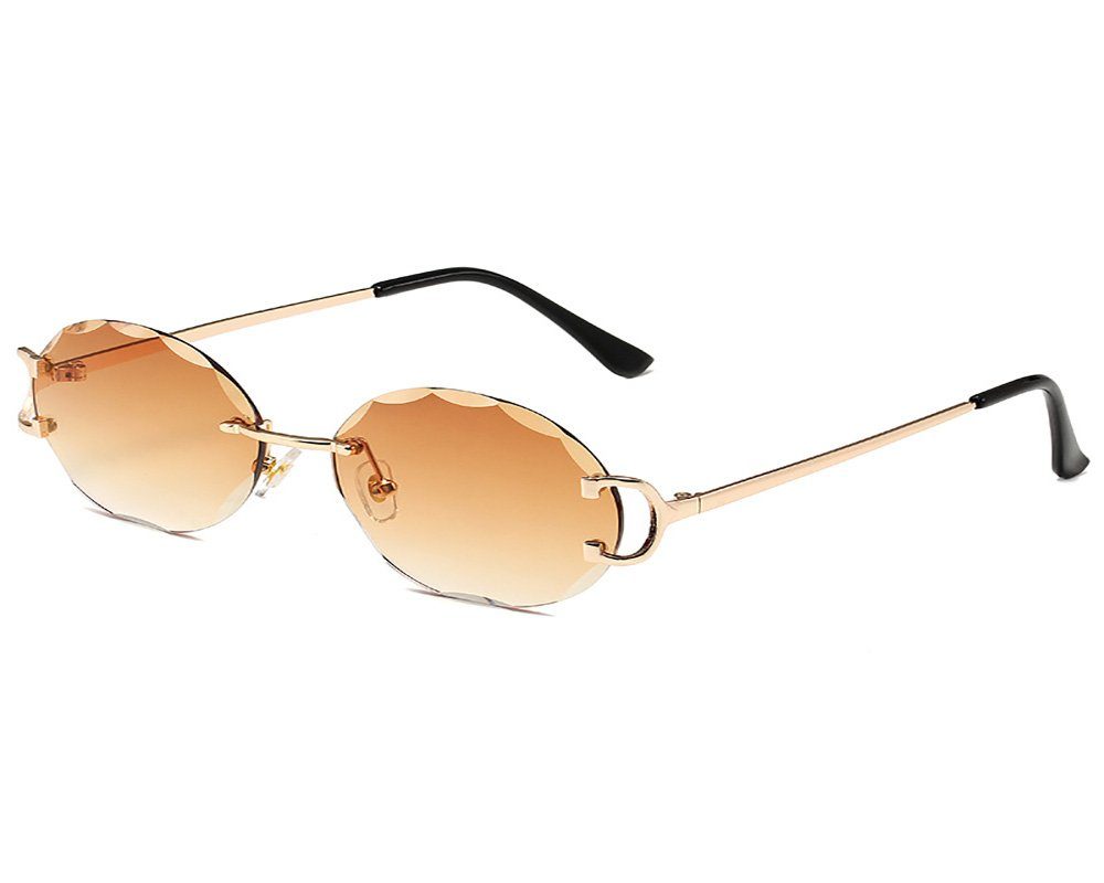 Deliana.makeup Sonnenbrille Neue Sonnenbrille, Mode-Sonnenbrille, randlos geeignet für Wandern, Autofahren, Angeln Braun