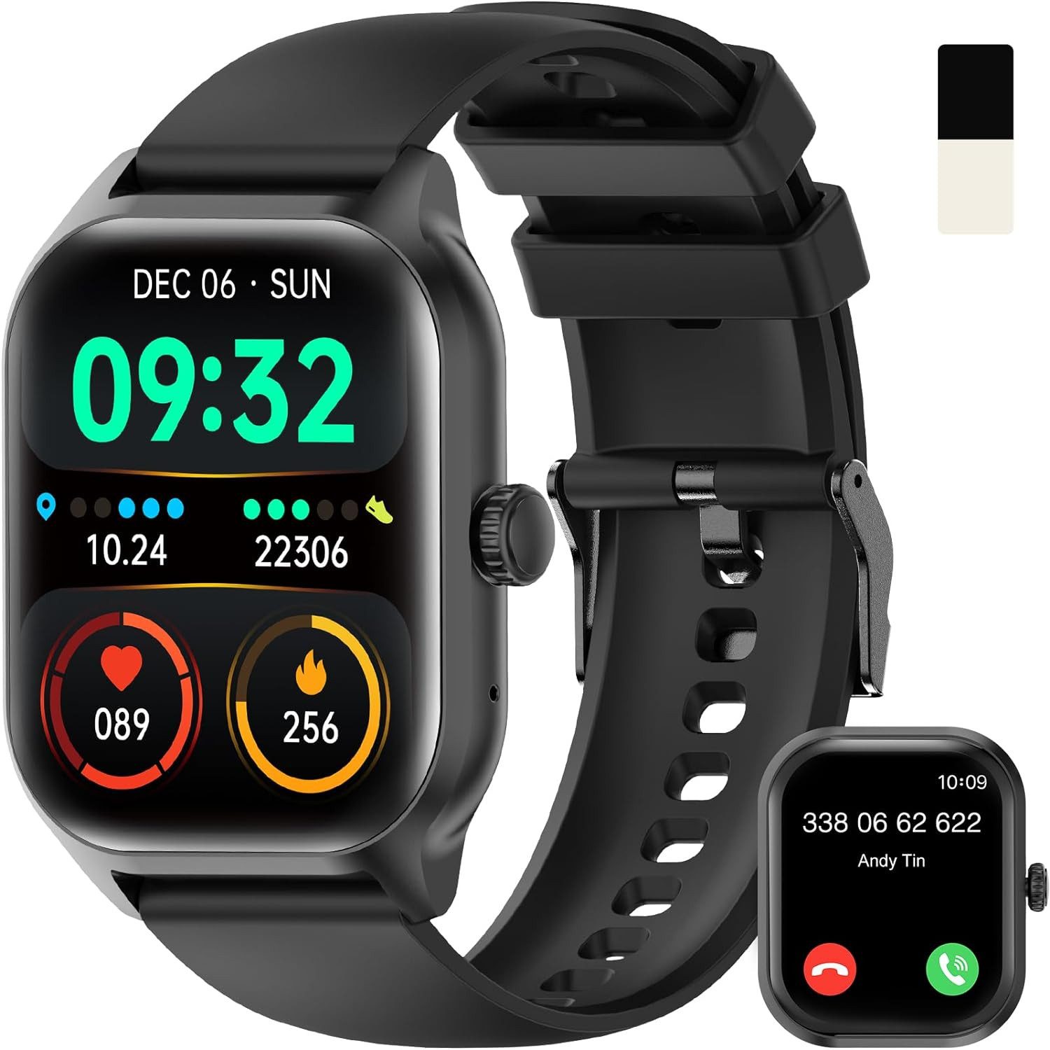 zaisia Fur Damen Herren mit Telefonfunktion HD-Touchscreen Fitness Tracker Smartwatch (2.01 Zoll, Android / iOS), mit Pulsuhr Schlafmonitor Schrittzähler, IP68 Wasserdicht Sport