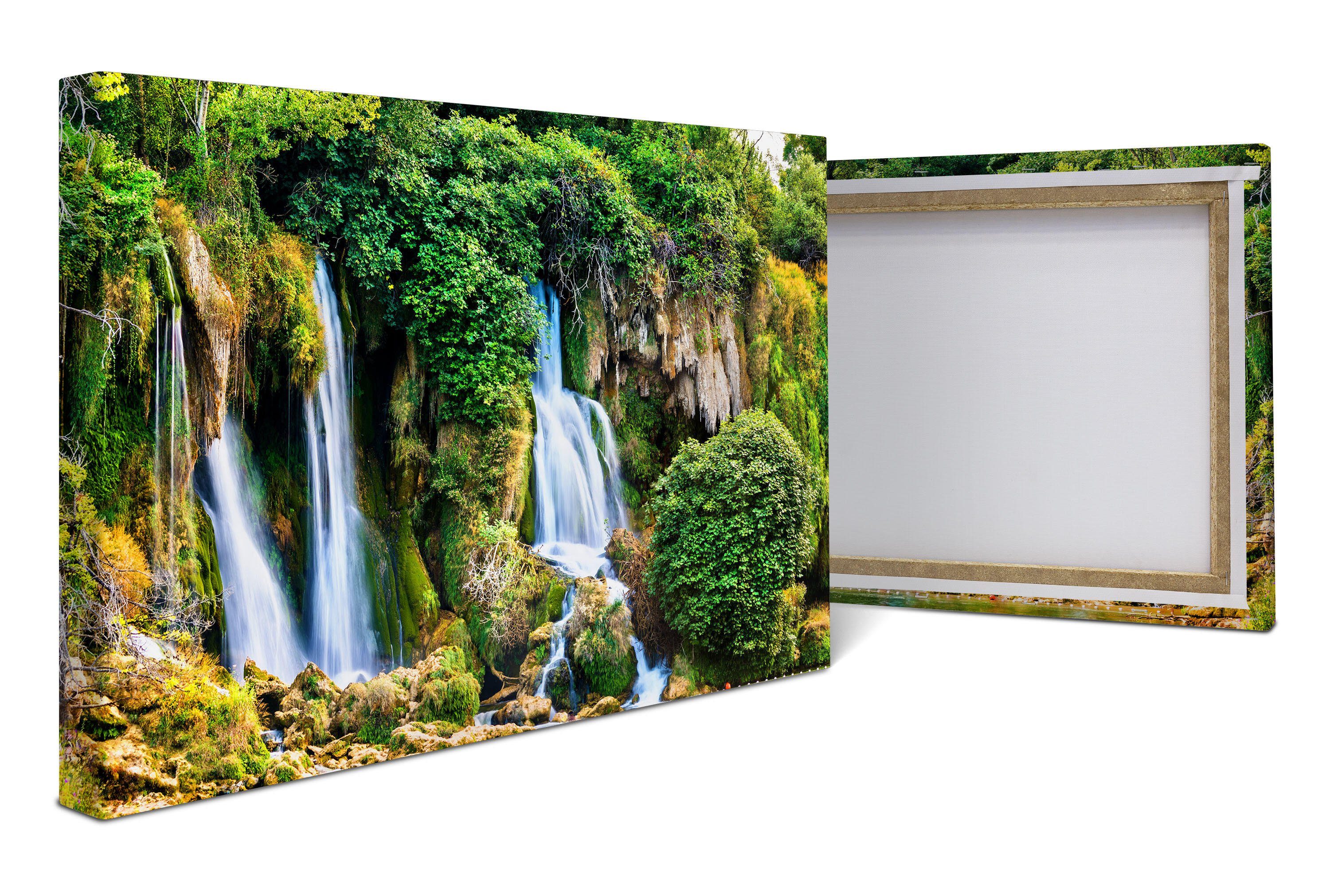 wandmotiv24 Leinwandbild Wasserfall im Urwald, Klippe, Dschungel, Landschaft (1 St), Wandbild, Wanddeko, Leinwandbilder in versch. Größen