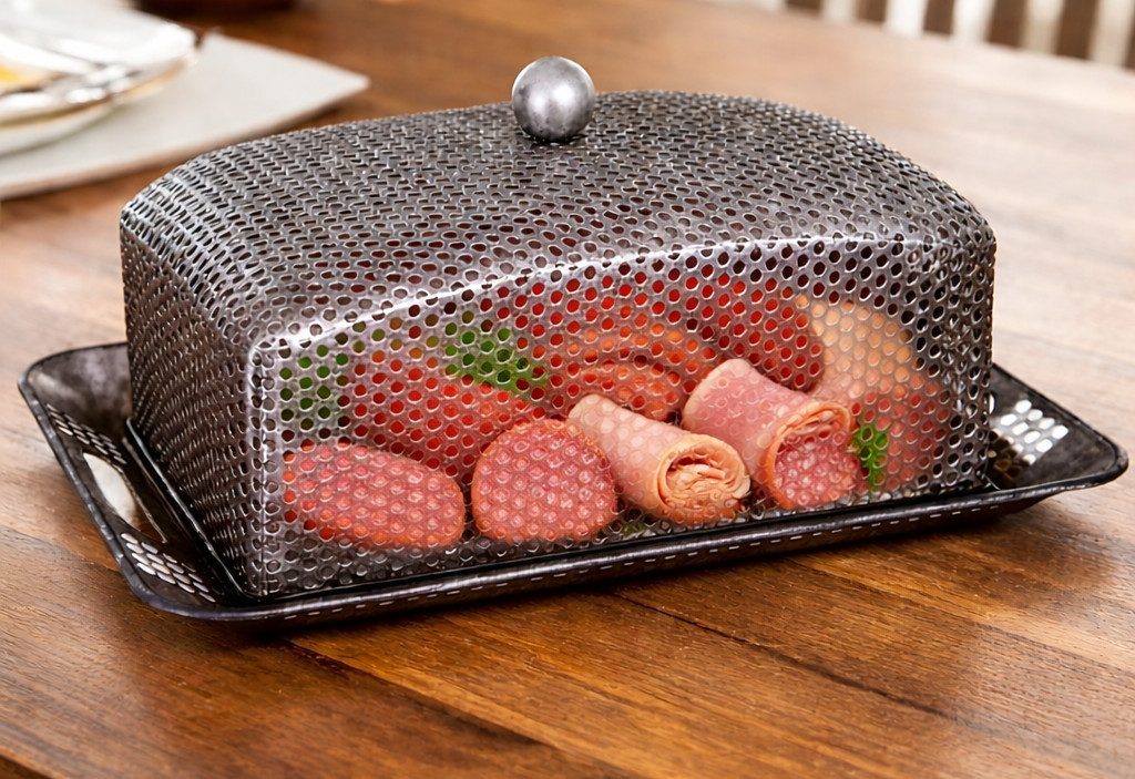 AnticLine Dekotablett Antic Line Edelstahl Tablett 41cm x 28,5cm mit Deckel SEB16406