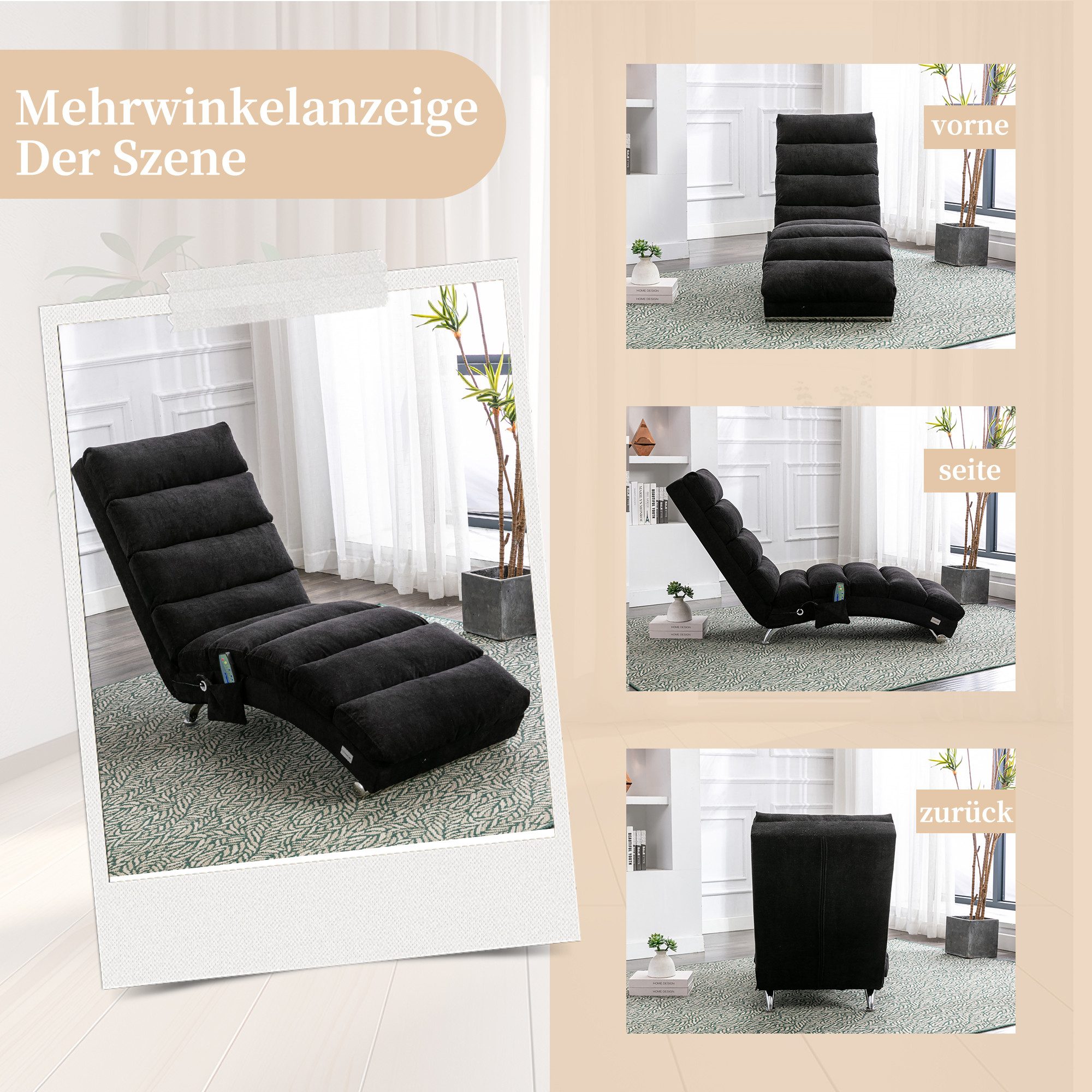 Furnishings Home Massagesessel Relaxliege Elektrisch Relaxsessel Schlafsessel (5 Sanfte Massageprogramme mit Fernbedienung,250 kg Belastungskapazität), Ergonomische Fernbedienungs-Steuerung