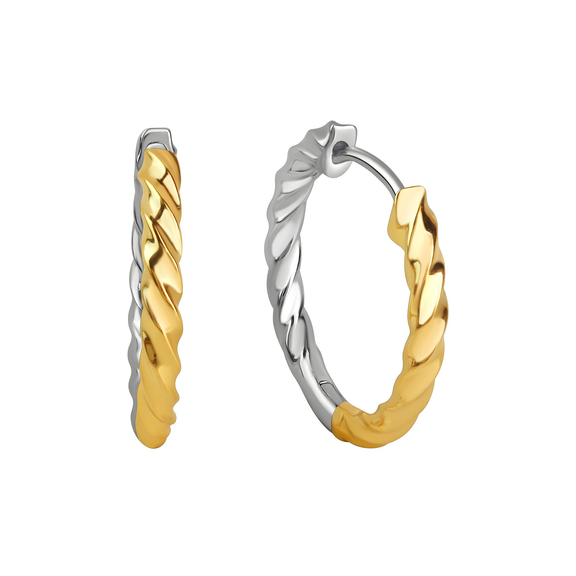 Paar Creolen 925/- Sterling Silber rhodiniert und vergoldet