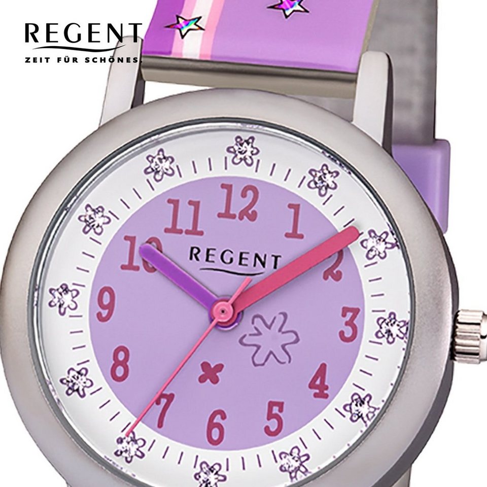Kunststoffarmband rund, Kinder Analog, Regent Kinder-Armbanduhr lila klein Quarzuhr Armbanduhr (ca. 28mm), Regent