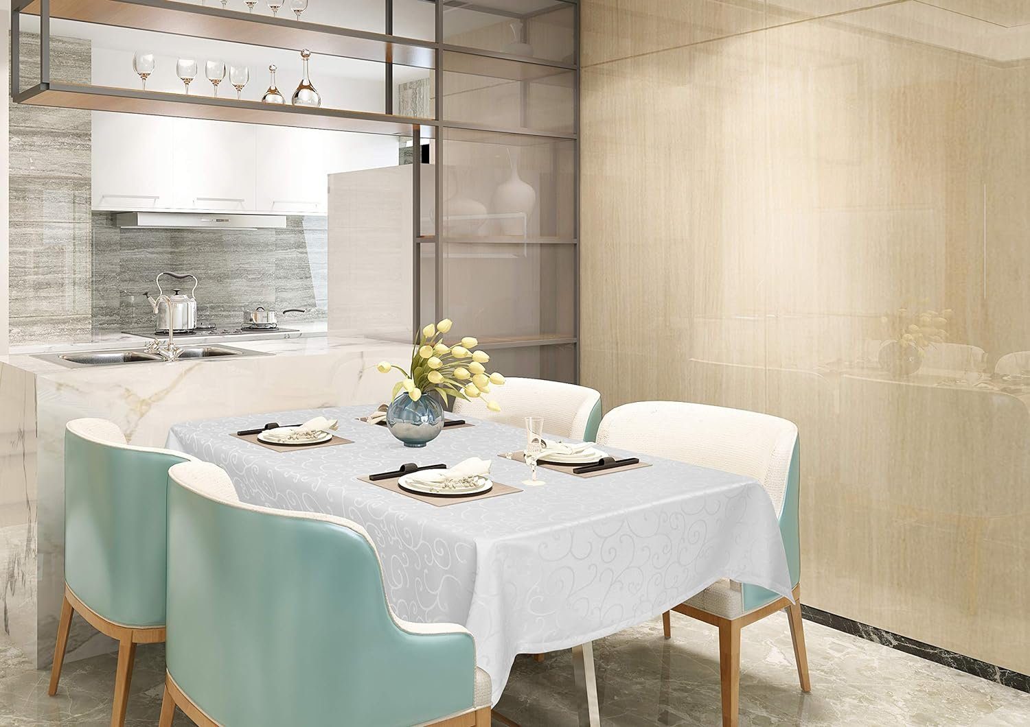 EUGAD Tischdecke (1-tlg), Damast Ornamente, mit Saum, Abwaschbar und Bügelf günstig online kaufen