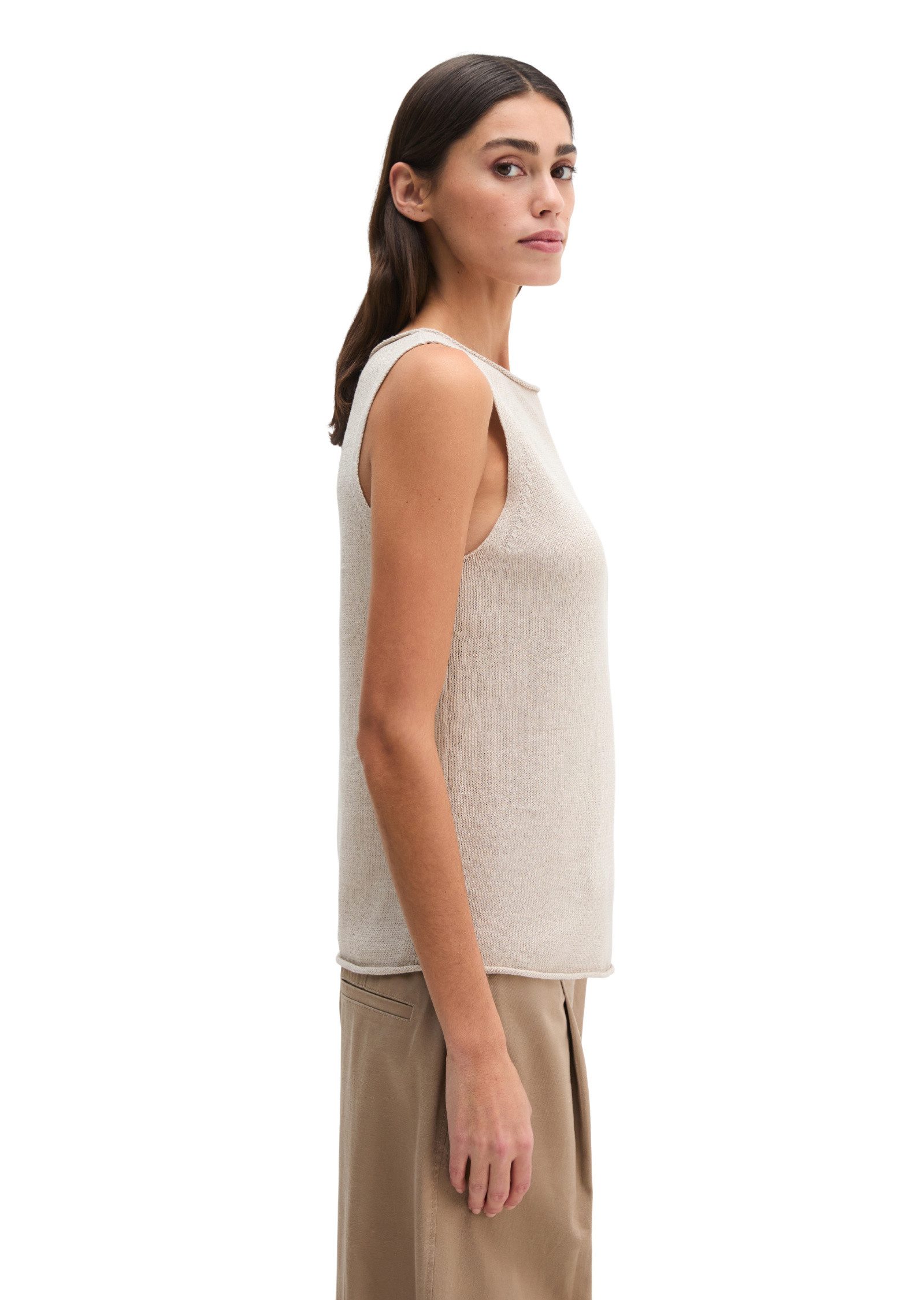 Marc O'Polo Kurzarmpullover aus Organic Cotton-Leinen-Mix