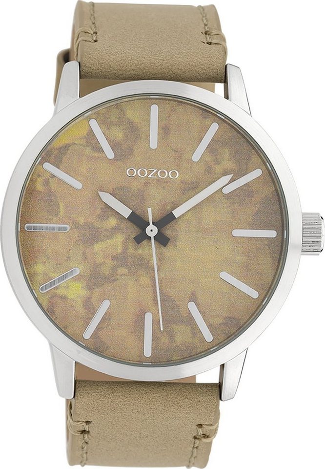 Lederarmband, rund, 45mm) Herrenuhr groß (ca. Timepieces Armbanduhr Quarzuhr Damen, Oozoo Unisex stripes Analog, Fashion-Style, Indizes: OOZOO