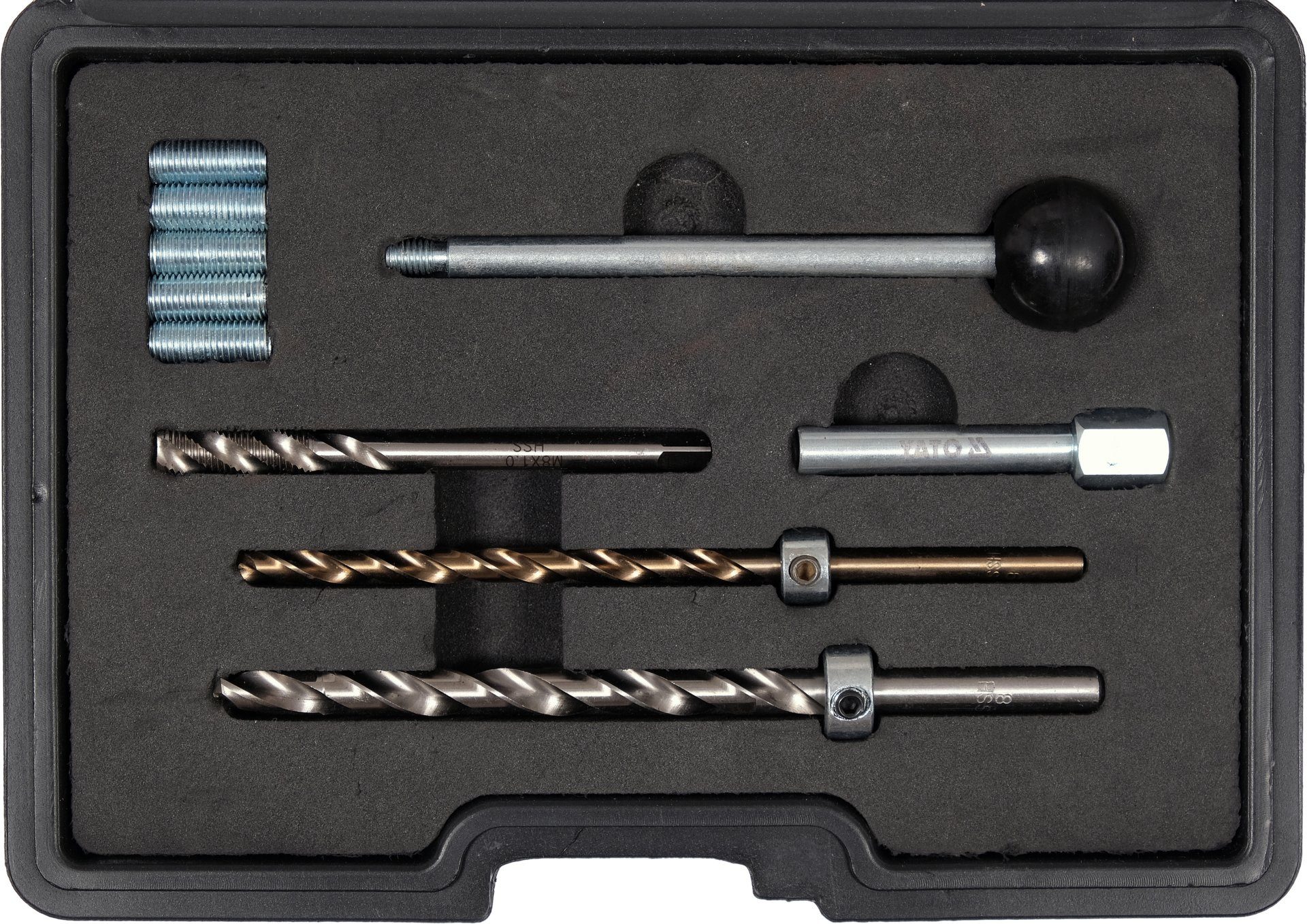 Yato Gewindeschneideisen Kit de réparation pour filetage d'injecteur de carburant, Gewindereparaturset, Injektoren Mercedes 10-teilig, HSS-Stahl, M6x1 mm, Gewindereparaturset, Injektoren Mercedes 10-teilig, HSS-Stahl, M6x1 mm, Qualität