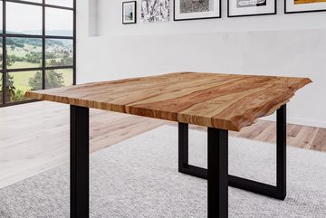 Junado® Baumkantentisch Mailand, Sheesham-Holz naturbelassen 26 mm natürliche Baumkante