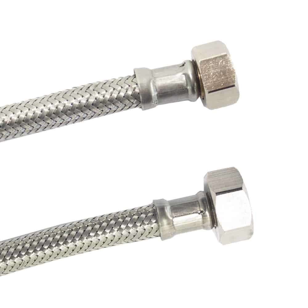 KLASEBO® Flexschlauch Panzerschlauch, Edelstahl, DN8, 3/8" x 1/2", 1500 mm, Flexschlauch