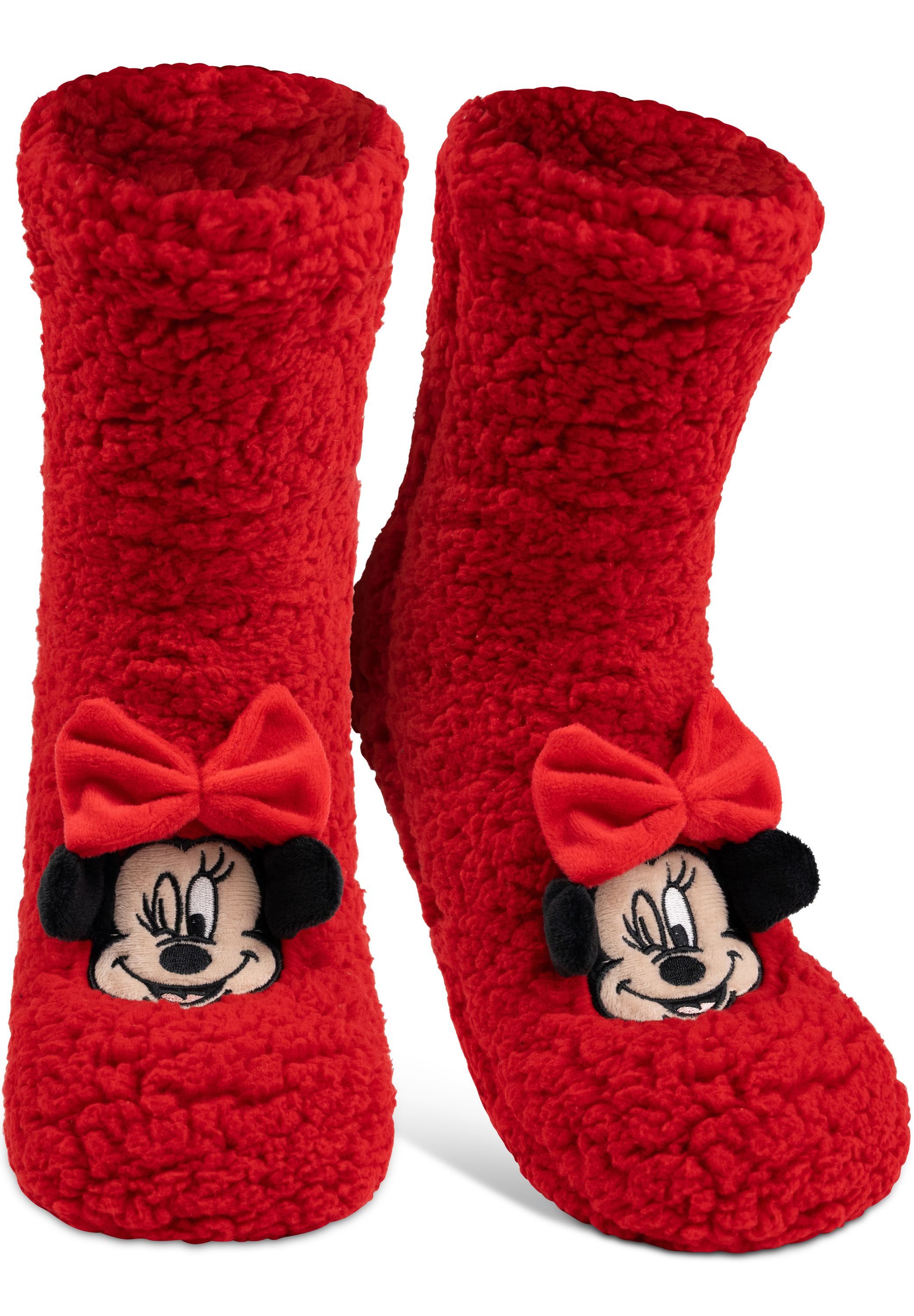 Haussocken Disney Minnie Mouse Hüttensocken Sherpa Haussocken Kuschelsocken