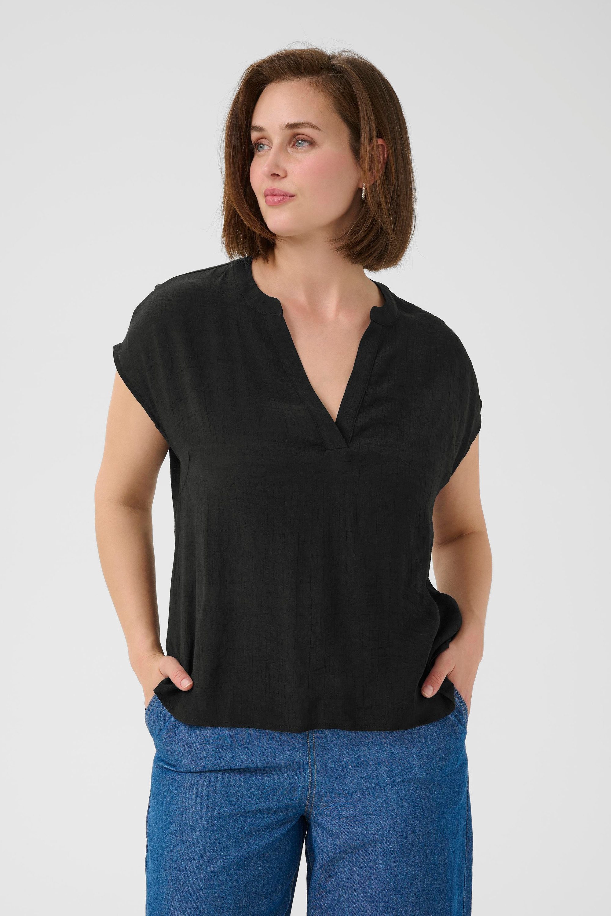 KAFFE Kurzarmbluse Kurzarm-Bluse KAanja