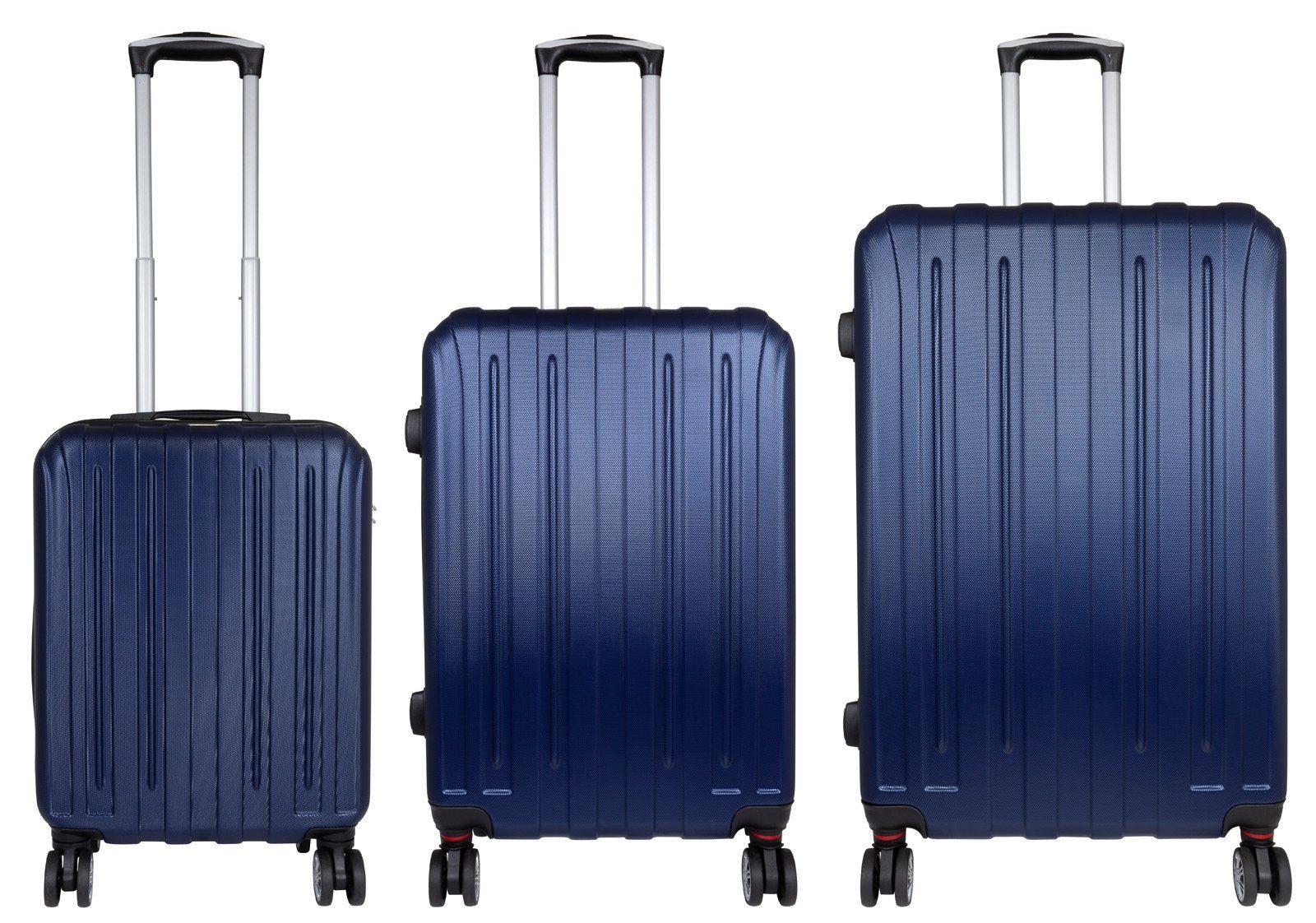 Trendyshop365 Kofferset Kofferset 3tlg Hartschale ABS Reisekoffer Set mit Zahlenschloss, 4 Rollen, (Hartschale, 3 tlg., Trolley), Zwillingsrollen, Zahlenschloss, robust und leicht