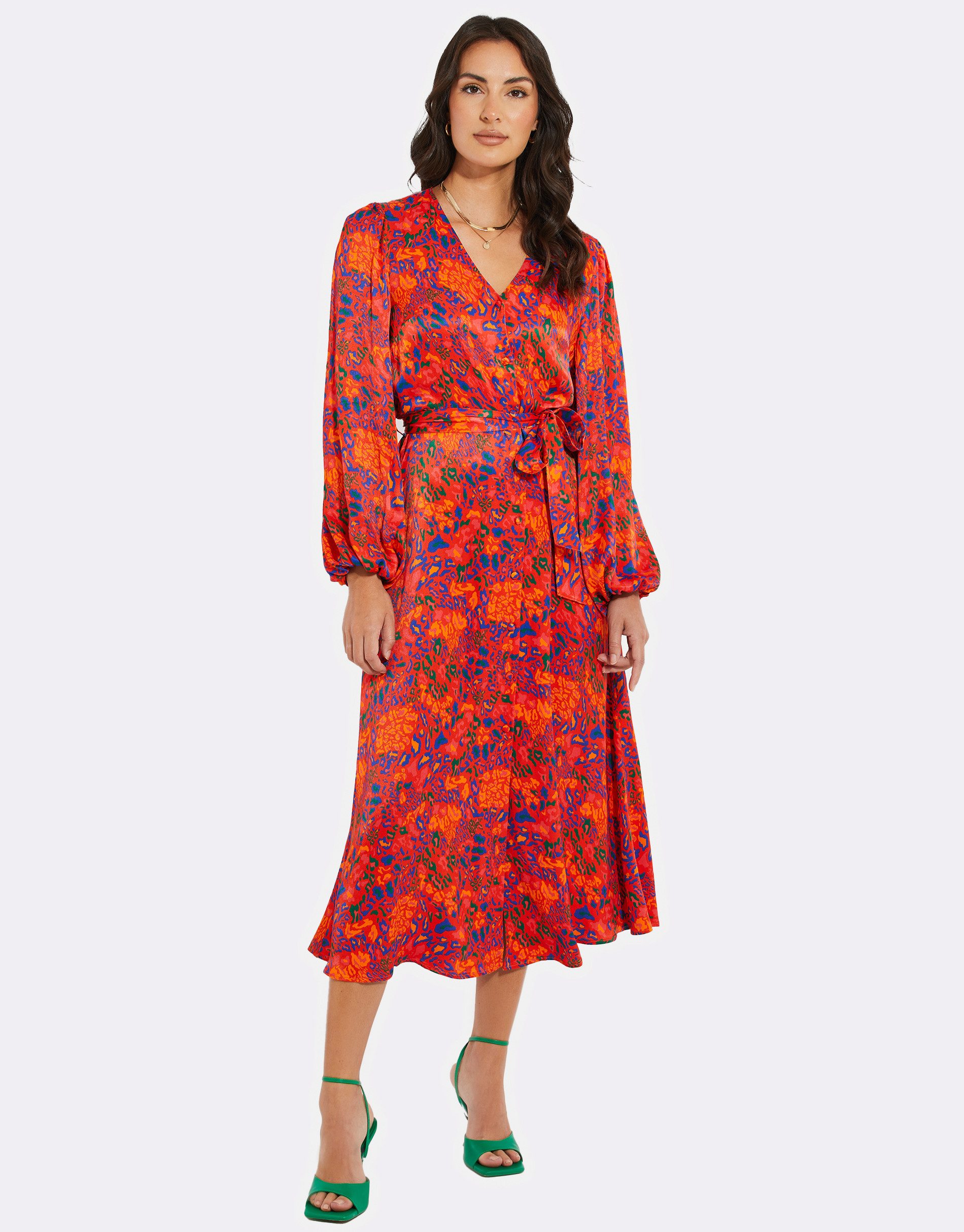 Threadbare Jerseykleid THB Pineapple Satin Midi (1-tlg) in toller Wickeloptik