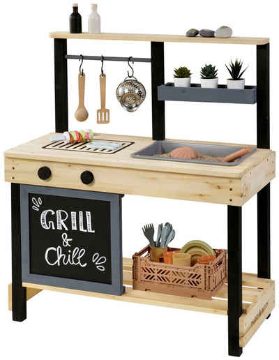 MUDDY BUDDY® Outdoor-Spielküche Grill & Chill Holz, natur - schwarz