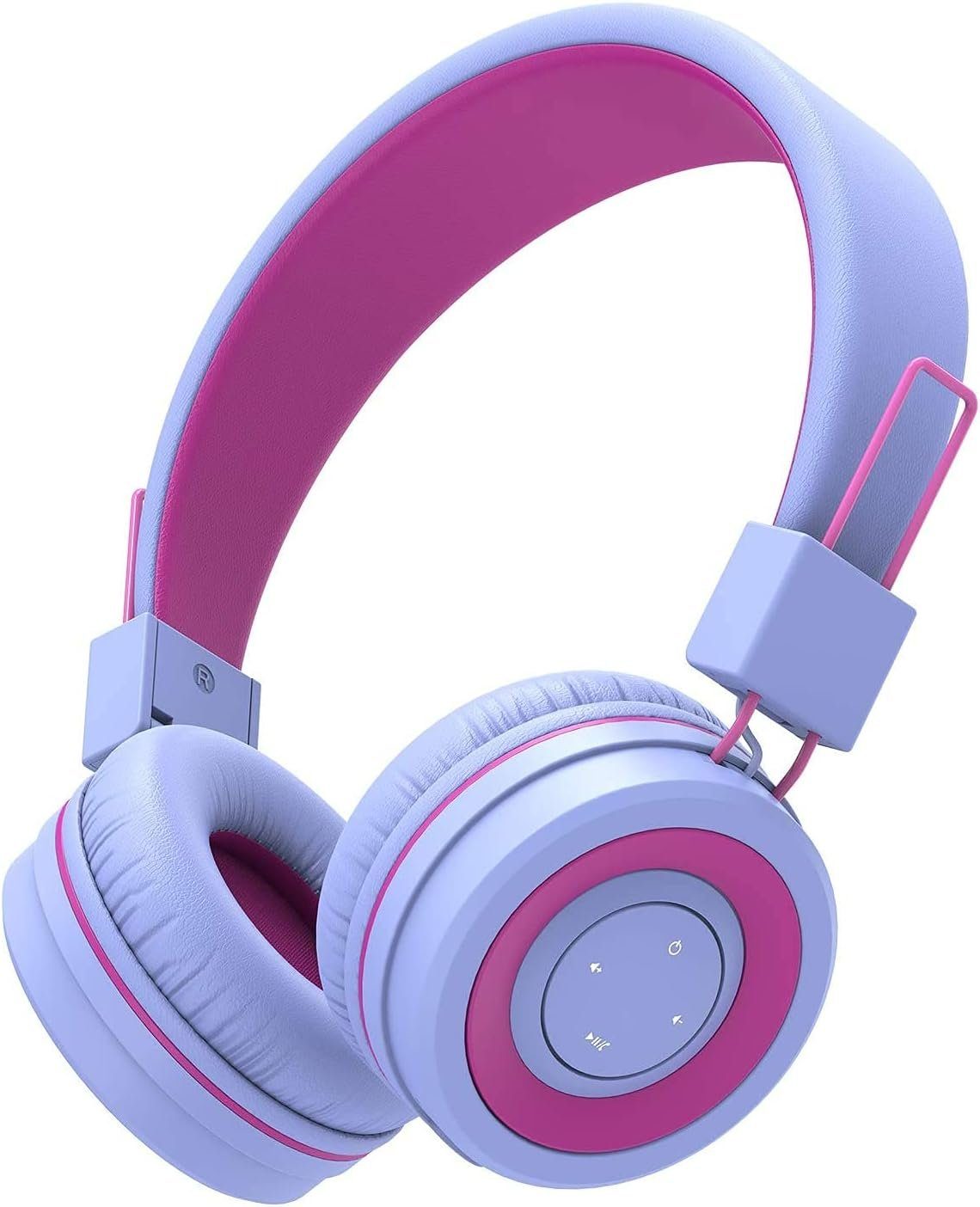 iclever BTH02 Kopfhörer für Kinder mit MIC On-Ear-Kopfhörer (Bluetooth, Verstellbares Stirnband, Faltbar, Kinderkopfhörer am Ohr für Schule) lila rot