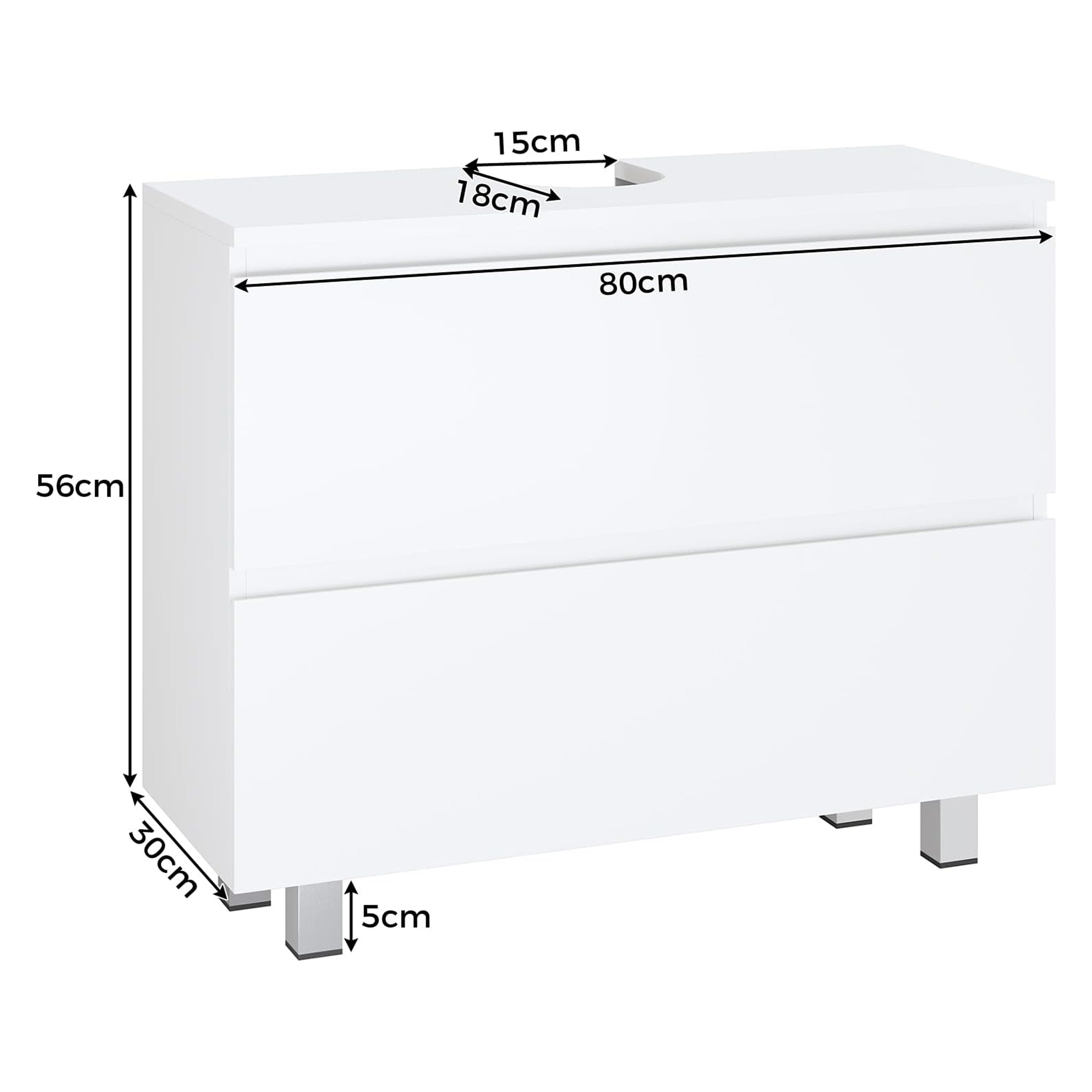 MSMASK Waschbeckenunterschrank Badezimmerschrank Unterschrank Waschbecken mit 2 Große Schubladen 80 x 30 x 61 cm