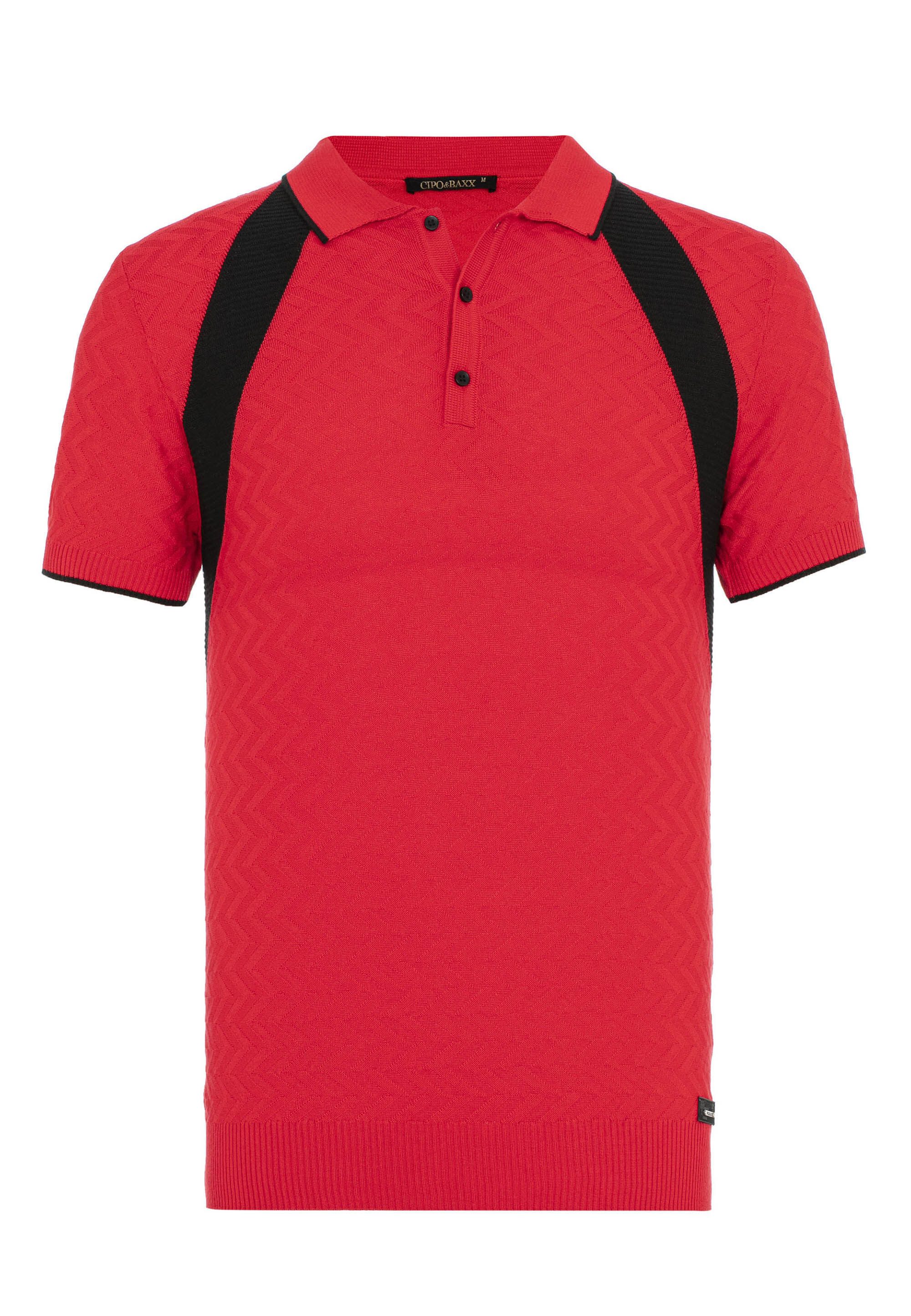 Cipo & Baxx T-Shirt T-Shirt mit dezentem Muster und Kontrast-Elementen günstig online kaufen