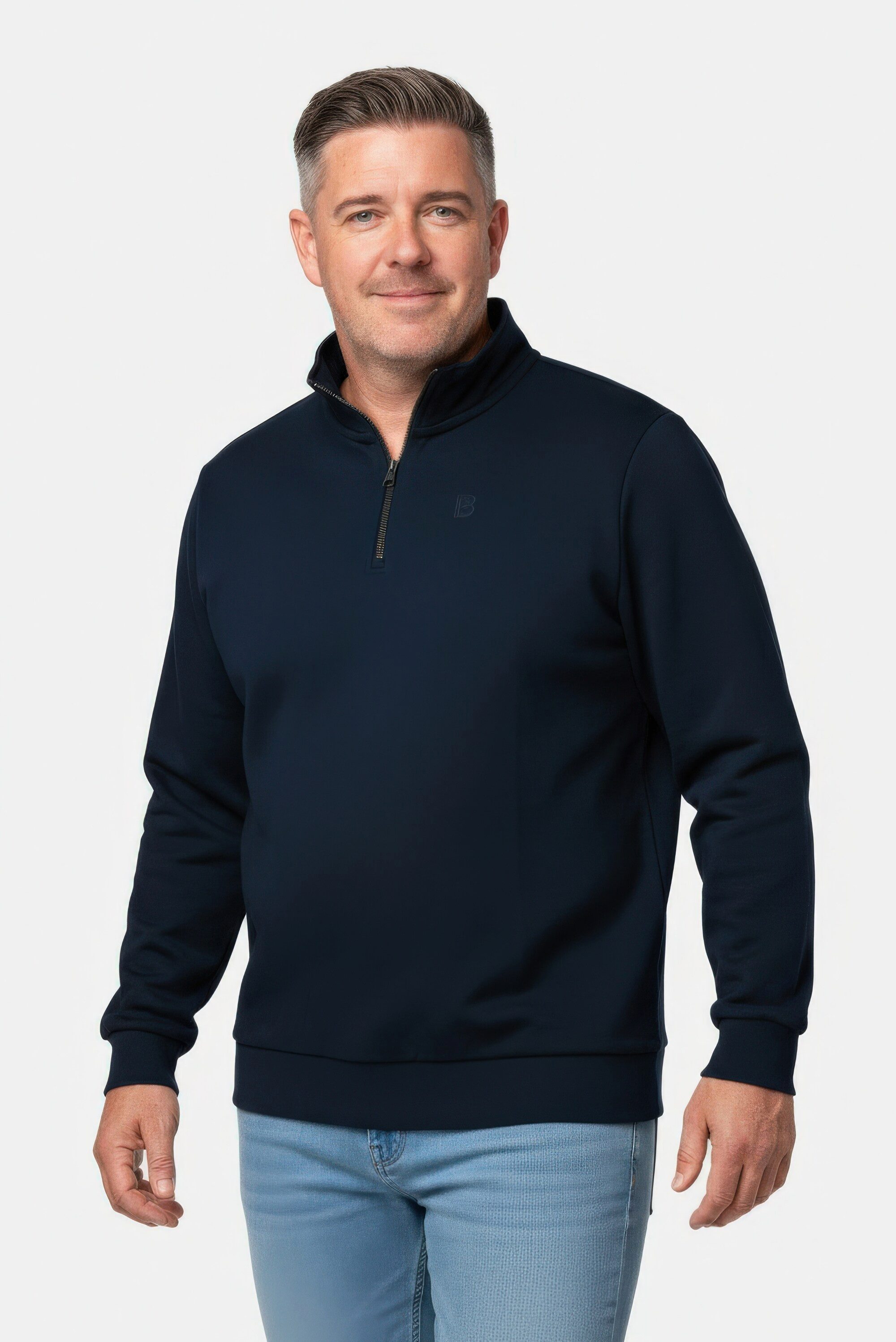 Sweatshirt Troyer Sweat Stehkragen mit Zipper