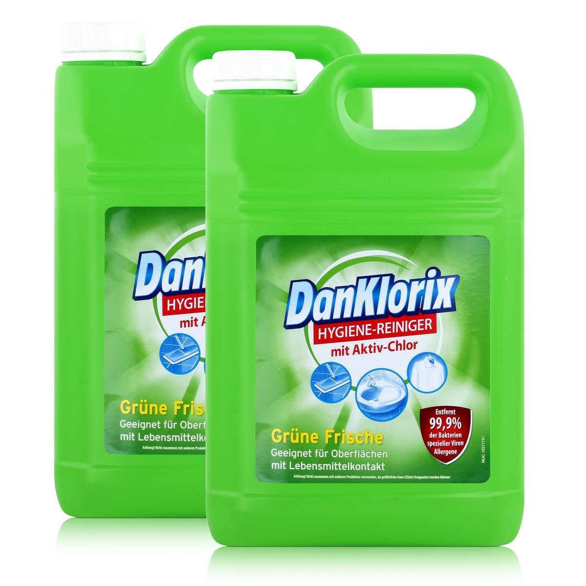 Frische Hygiene-Reiniger Pack) DanKlorix Aktiv-Chlor mit DanKlorix Allzweckreiniger grüne 5L (2er