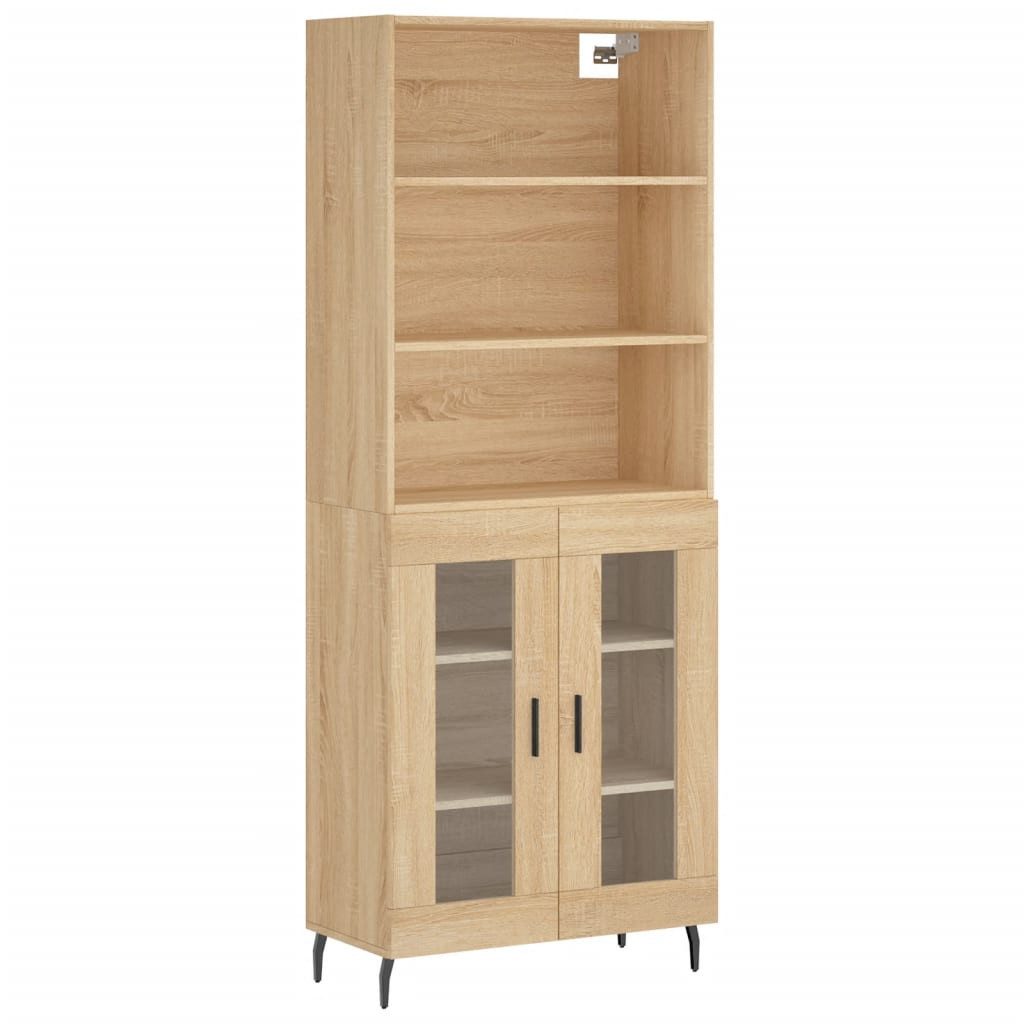 vidaXL Vitrine NA Vitrine Hochschrank Schrank Highboard Sonoma Eiche 69,5x34x180 cm S