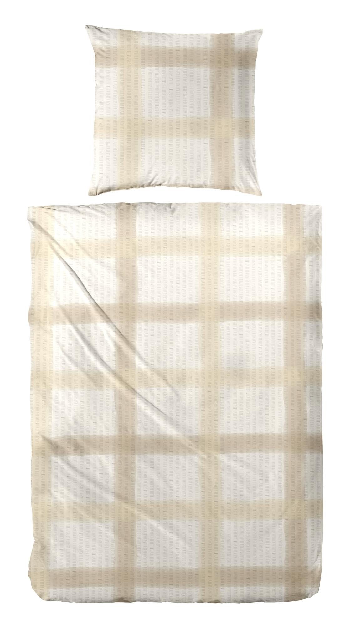 Carpe Sonno Bettwäsche Seersucker 135 x 200 155 x 220 Bügelfrei Sommer Bettwäsche Baumwolle, Seersucker, 2 teilig, OEKO-TEX Bettbezug leicht kühlend Reißverschluss Beige 135x200