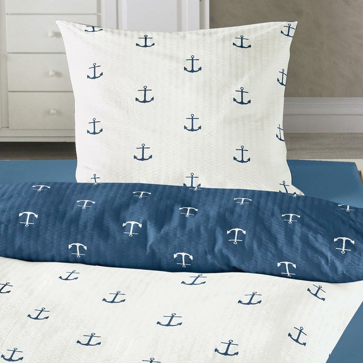 TRAUMSCHLAF Bettwäsche Anker, Seersucker, 2 teilig, günstig online kaufen