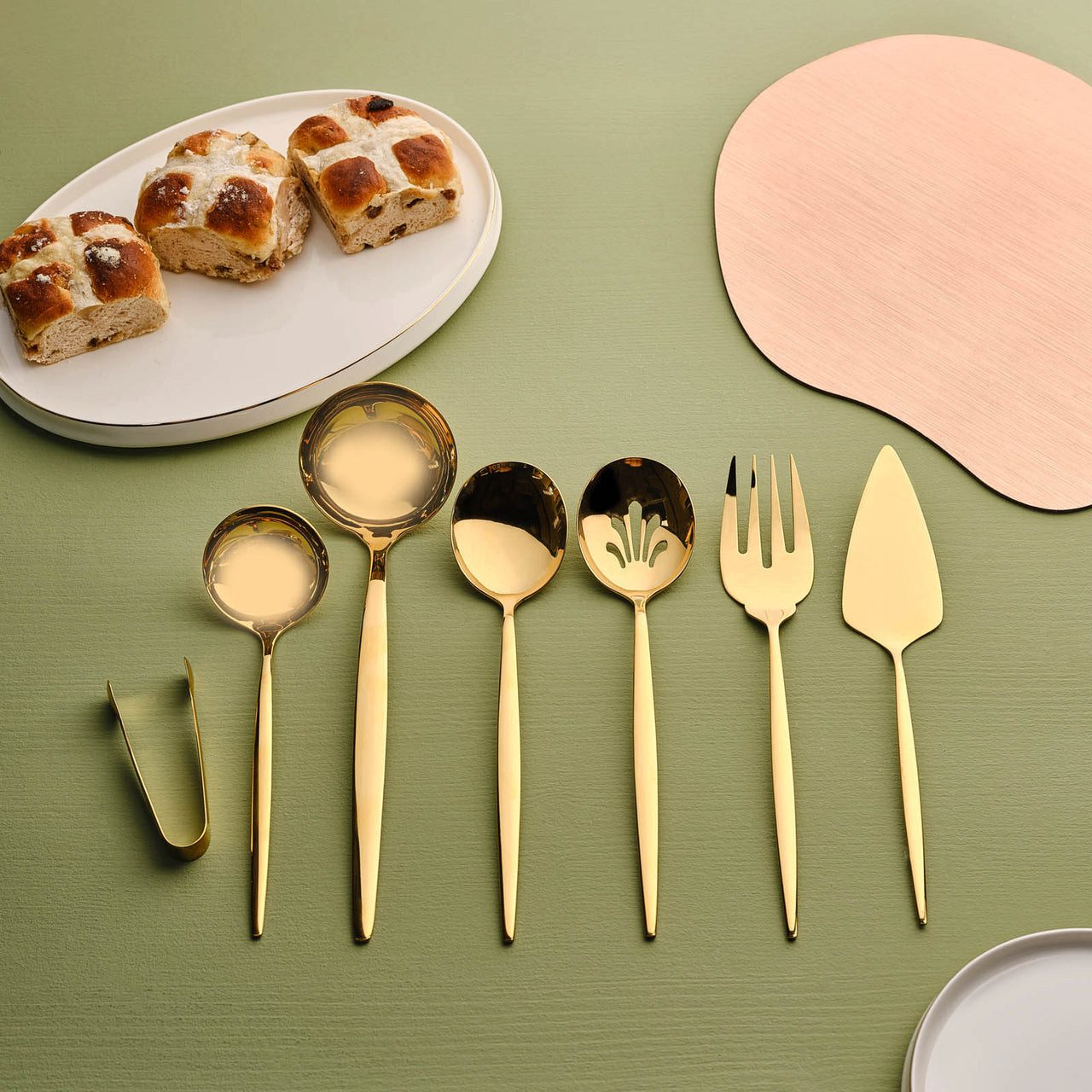 Karaca Besteck-Set Karaca Orion Shiny Gold 7-Teiliges Service Set Servicebesteck Set, 1 Personen