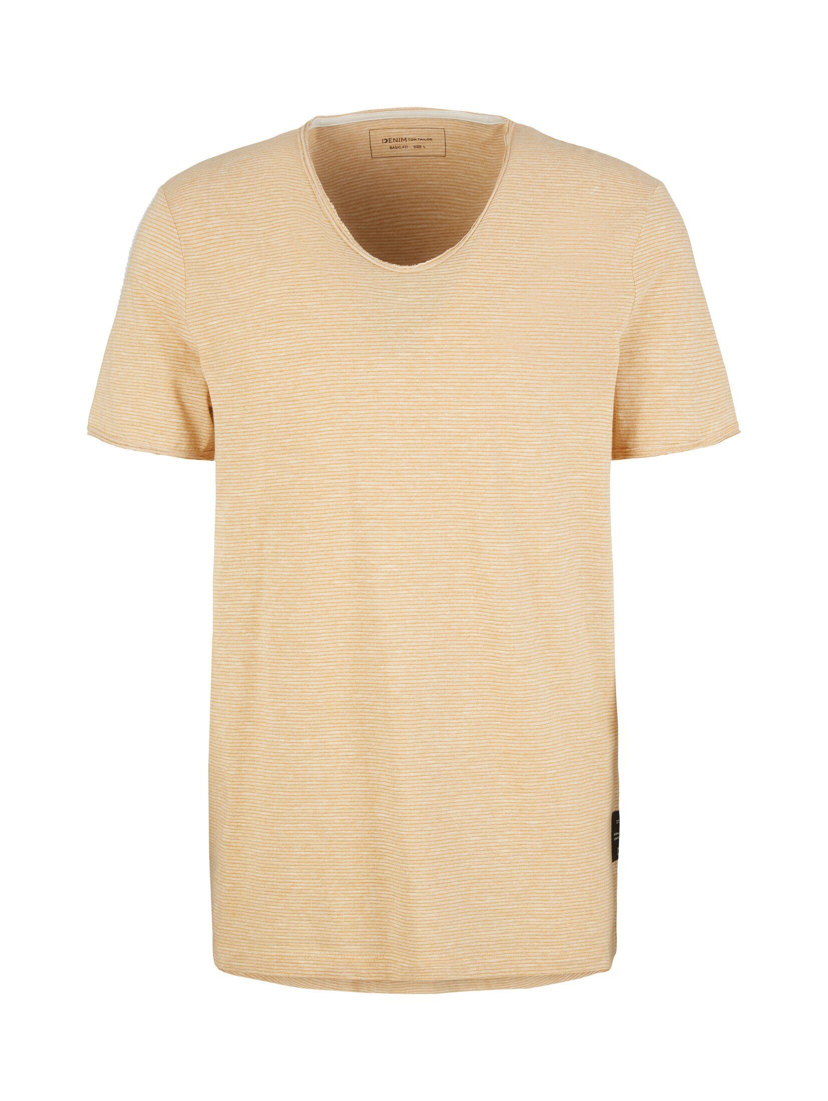 TOM TAILOR Denim T-Shirt T-Shirt Gestreiftes brown white yd fine stripe