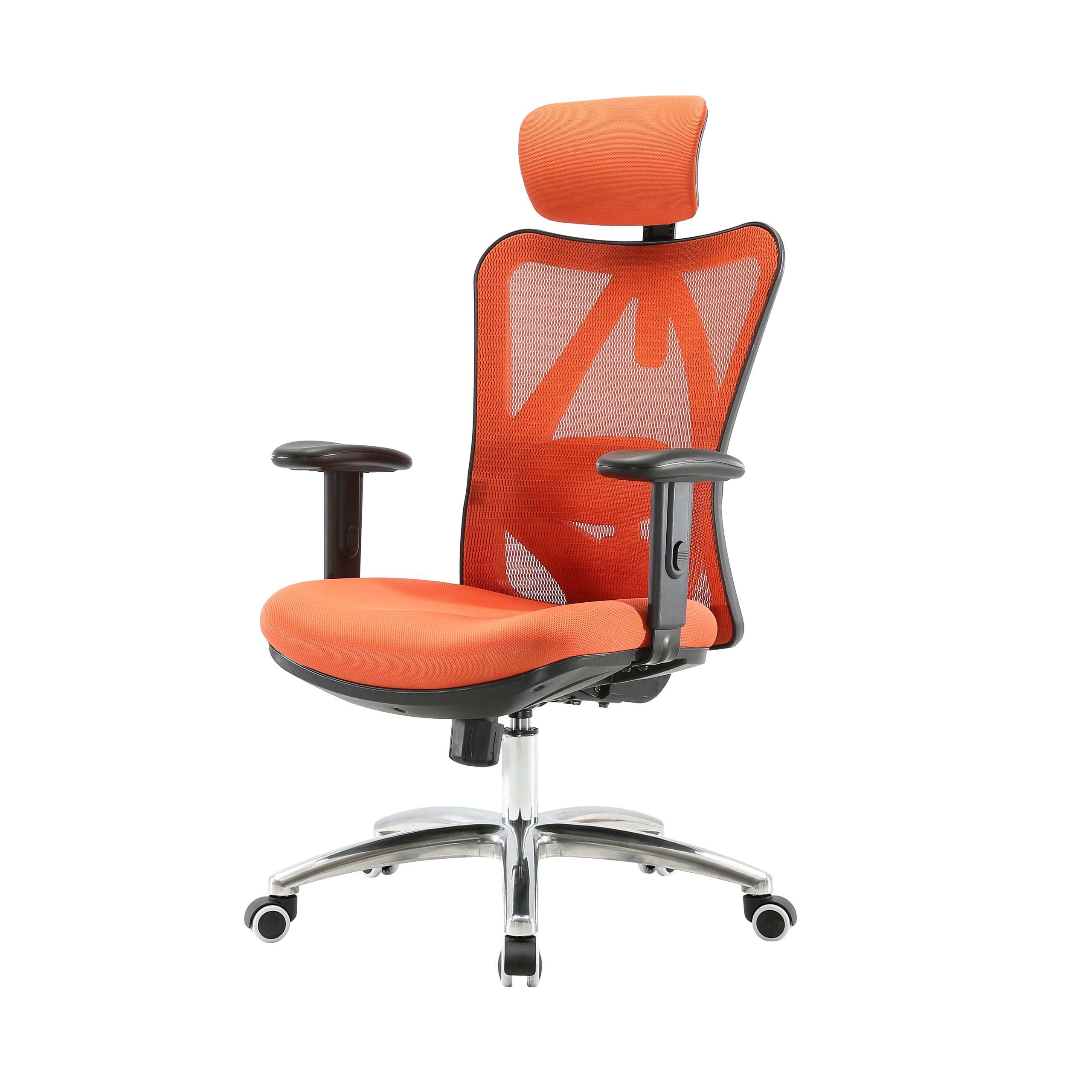 verstellbar SIHOO-J86, Bürostuhl und horizontal SIHOO in orange Höhe Rückenlehne