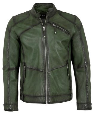 Jilani Lederjacke Karl-2 Jilani - Herren Echtleder Lederjacke Kapuze Lammnappa dunkelgrün