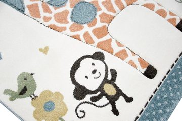 Kinderteppich Kinderteppich Spielteppich Babyteppich mit Tiere Elefant Giraffe in Beige Creme, Teppich-Traum, rechteckig, Höhe: 13 mm